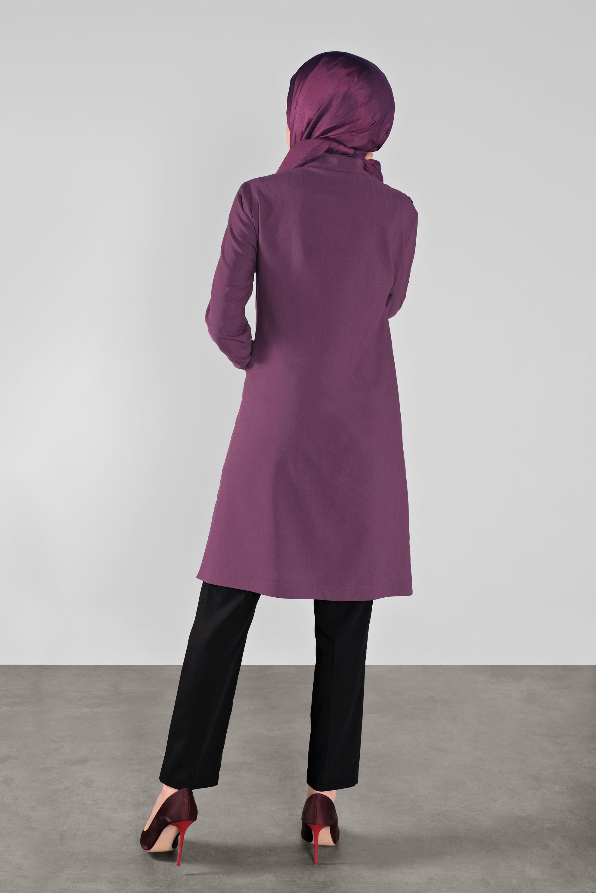 Tesettür giyim MÜRDÜM DÜĞMELİ BOĞAZLI TUNİK 41188 