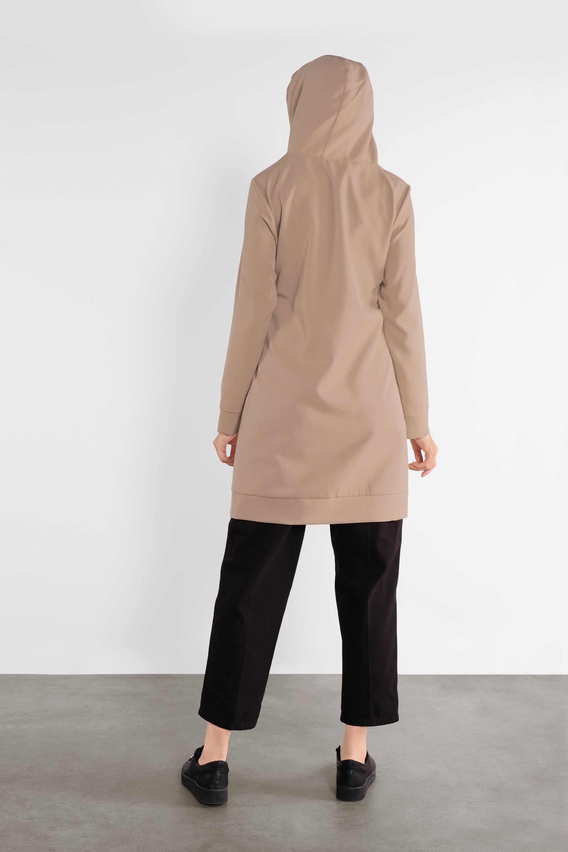 Tesettür giyim KAHVE CEPLİ KAPÜŞONLU TUNİK 41192 