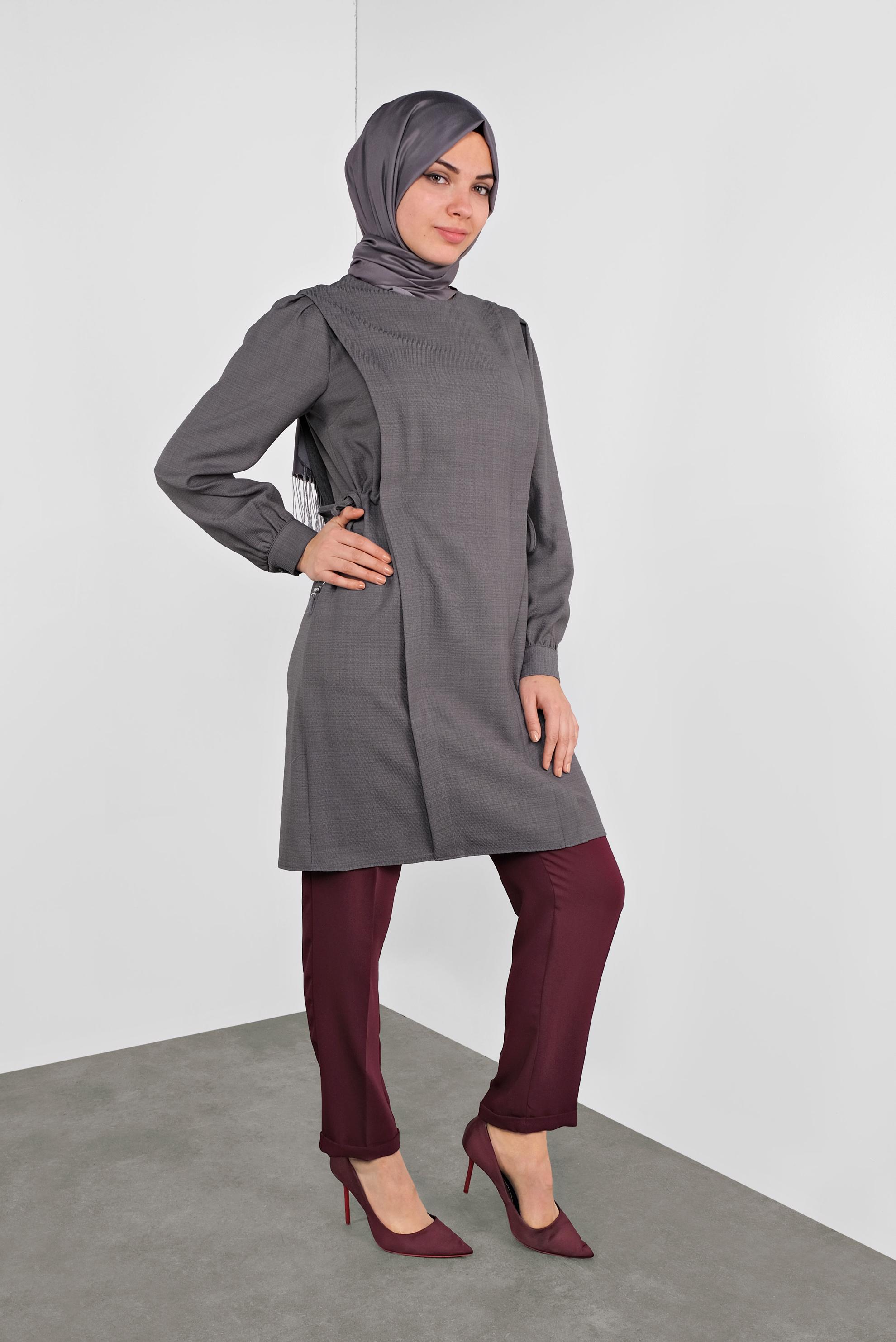 Tesettür giyim GRİ 41202 ANYA TUNİK 38/44 TEK40