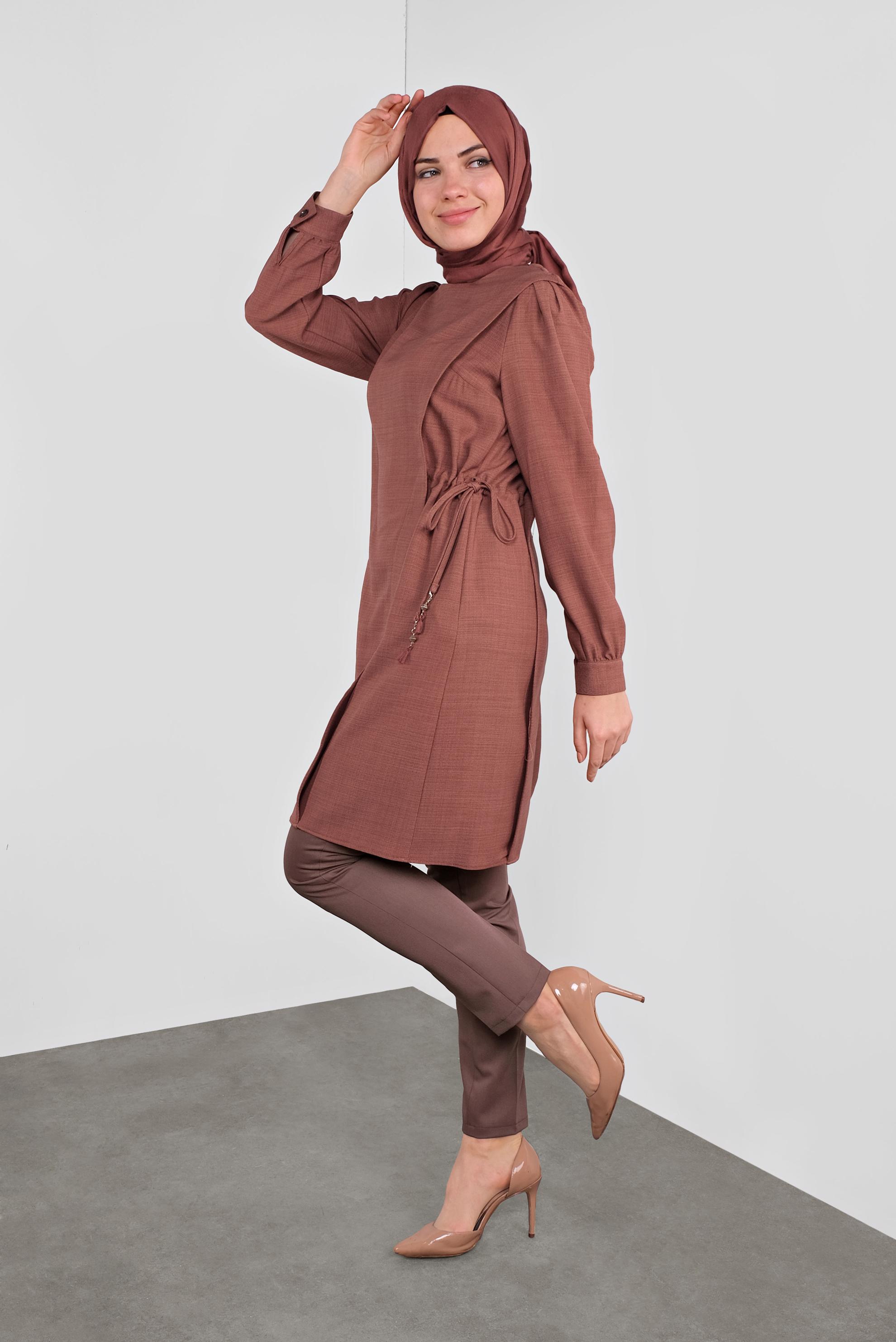 Tesettür giyim KAHVE 41202 ANYA TUNİK 38/44 TEK40