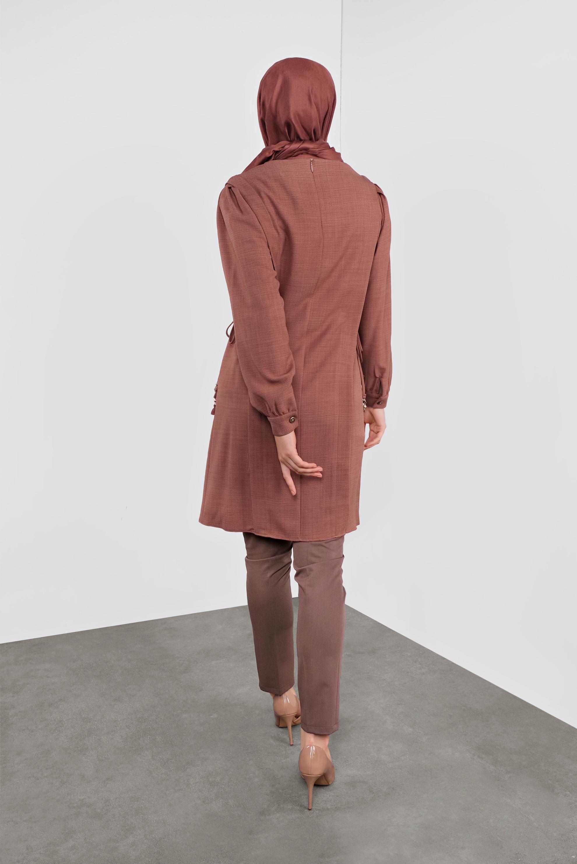 Tesettür giyim KAHVE 41202 ANYA TUNİK 38/44 TEK40