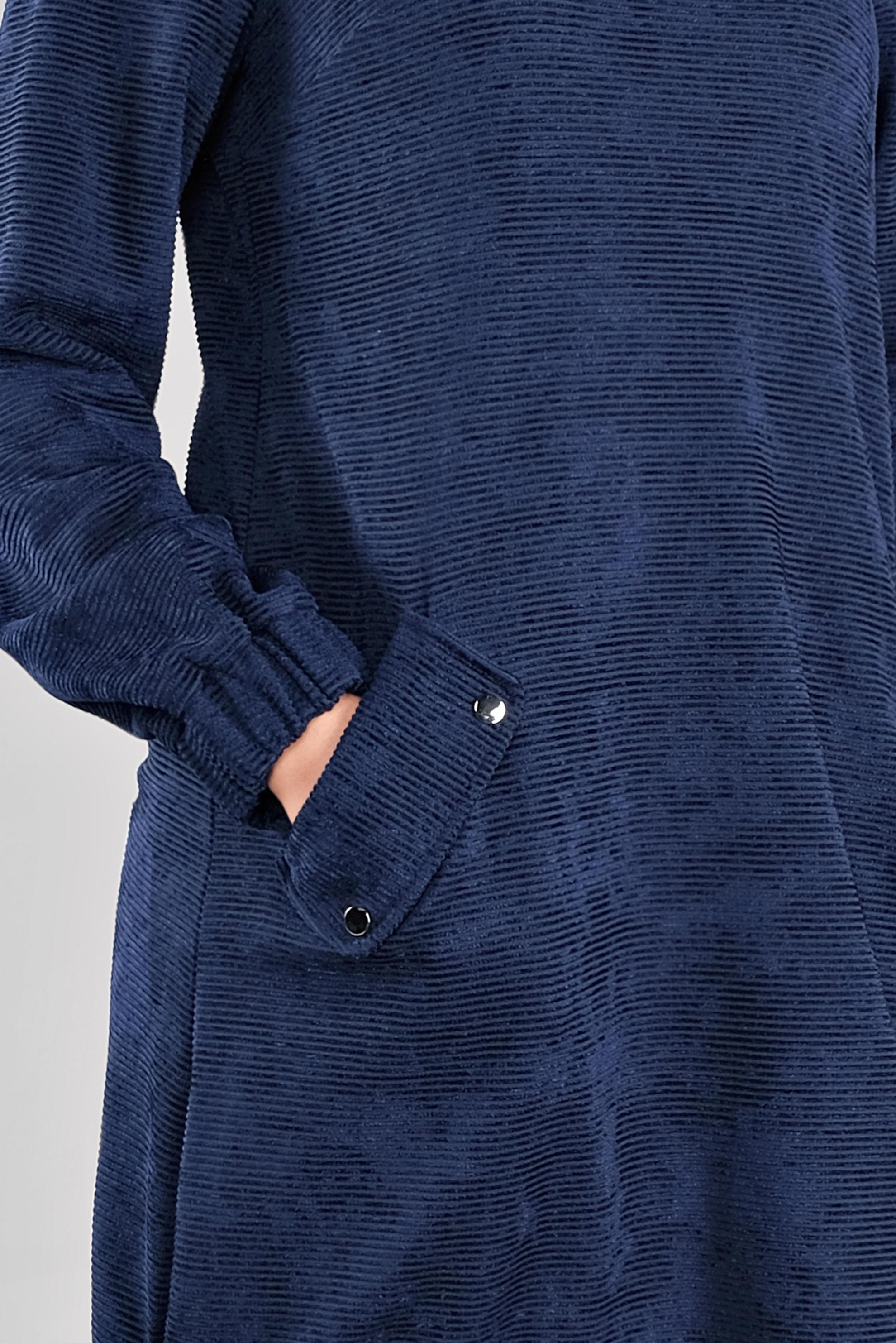 Tesettür giyim LACİVERT BOĞAZLI YAKASI BAĞCIKLI KADİFE TUNİK 41226 