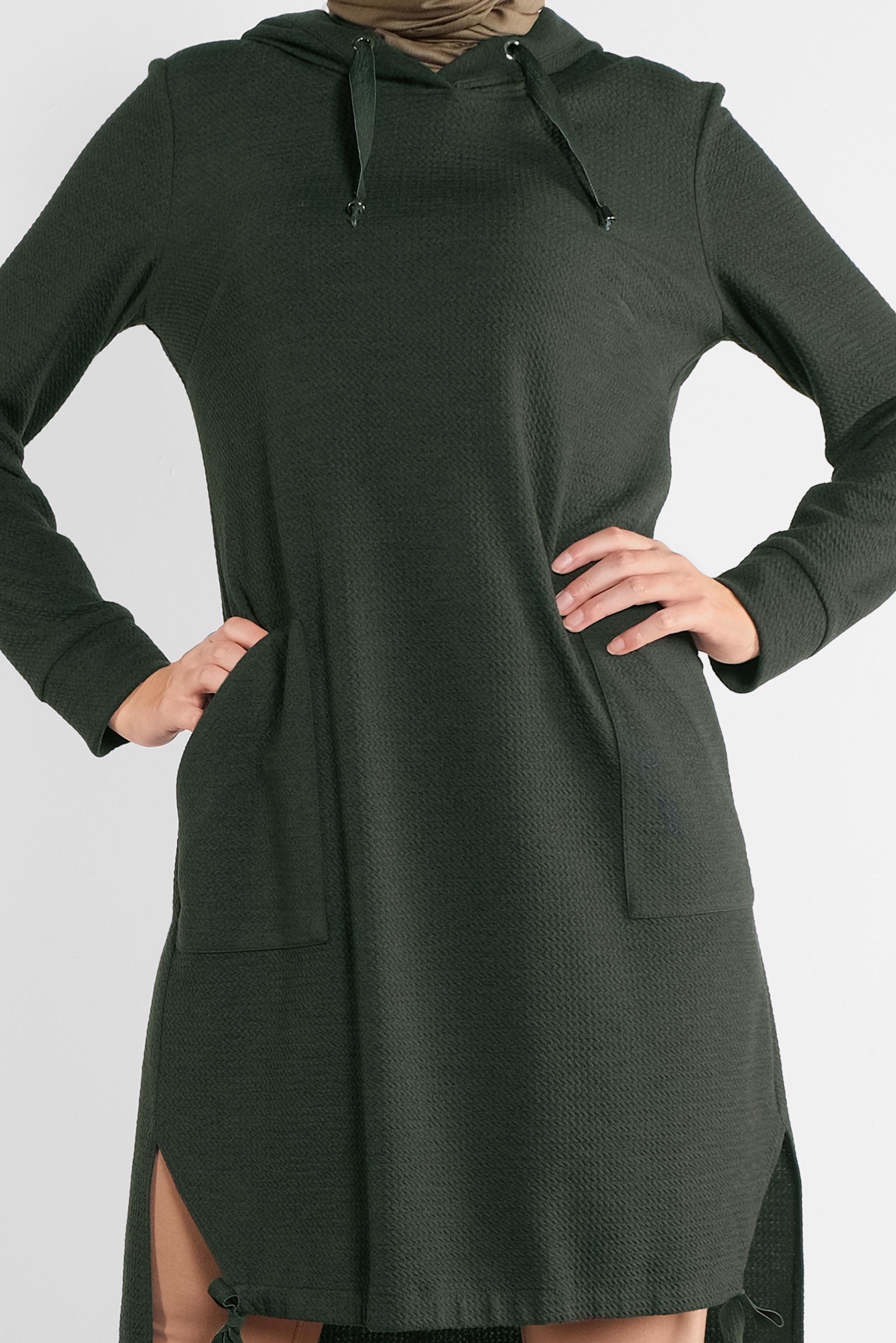 Hijab clothing KHAKI HOODED TUNIC WITH POCKETS 41227 