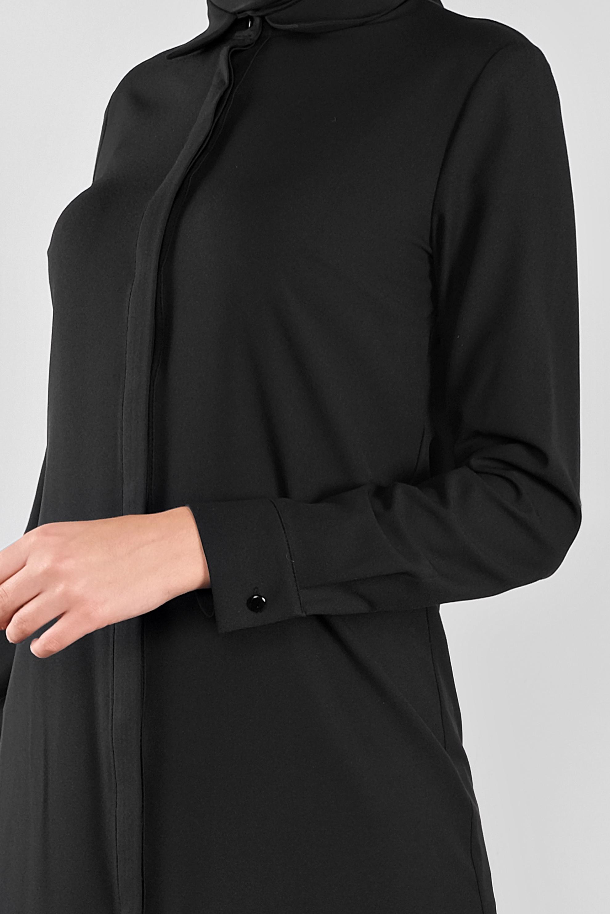 Tesettür giyim SİYAH GİZLİ DÜĞMELİ TUNİK 41228 