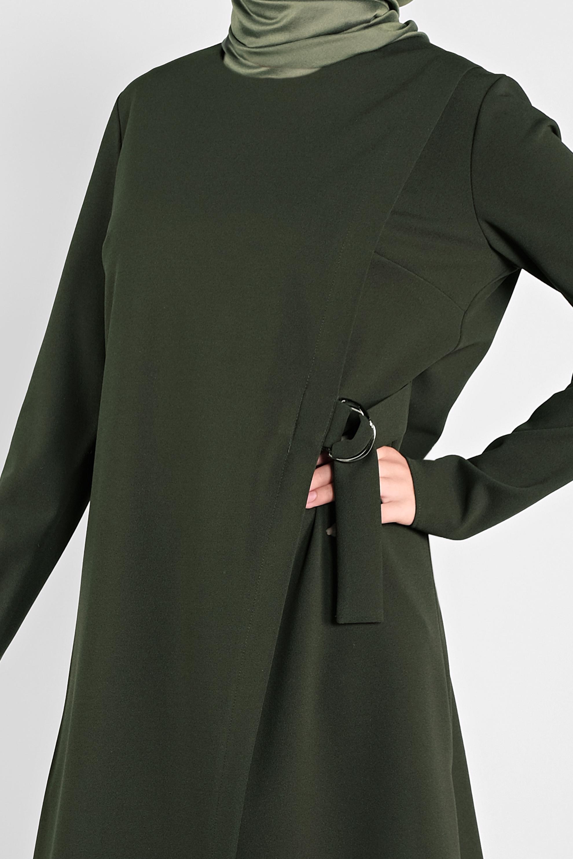 Tesettür giyim HAKİ METAL AKSESUARLI TUNİK 41229 