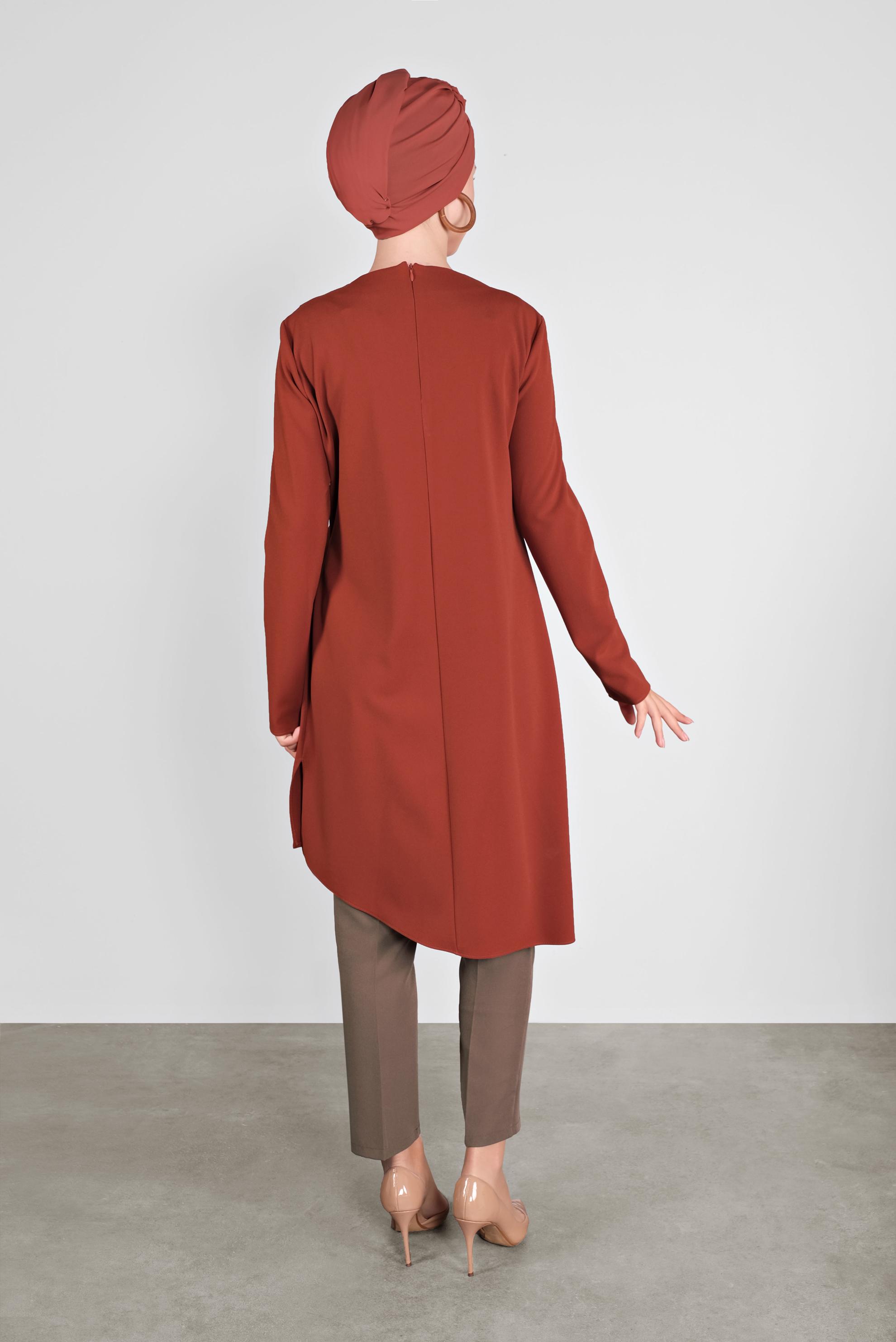 Tesettür giyim TURUNCU METAL AKSESUARLI TUNİK 41229 