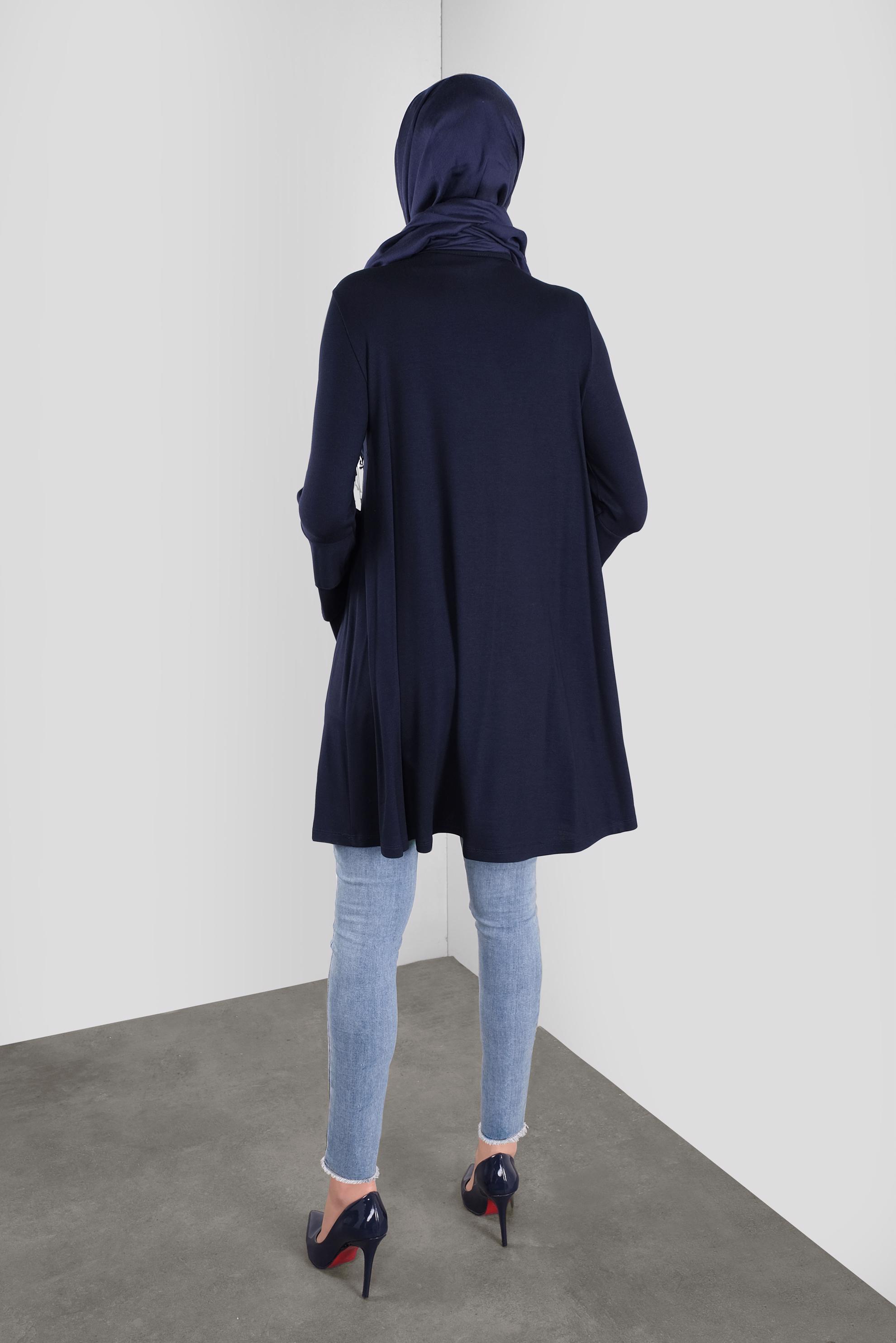 Tesettür giyim LACİVERT VOLANLI KOL DETAYLI TUNİK 41235