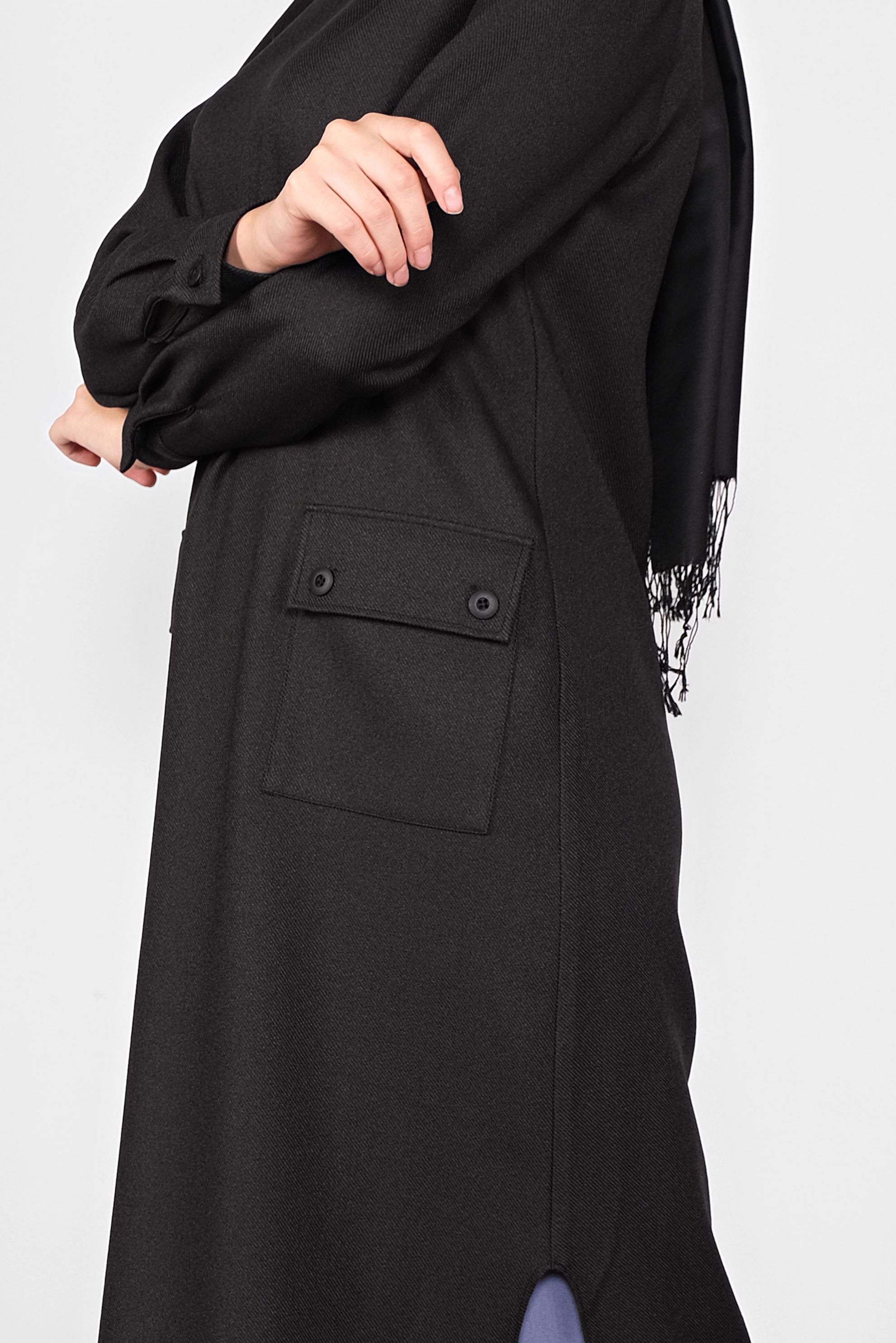 Tesettür giyim SİYAH DÜĞMELİ CEPLİ TUNİK  41255 