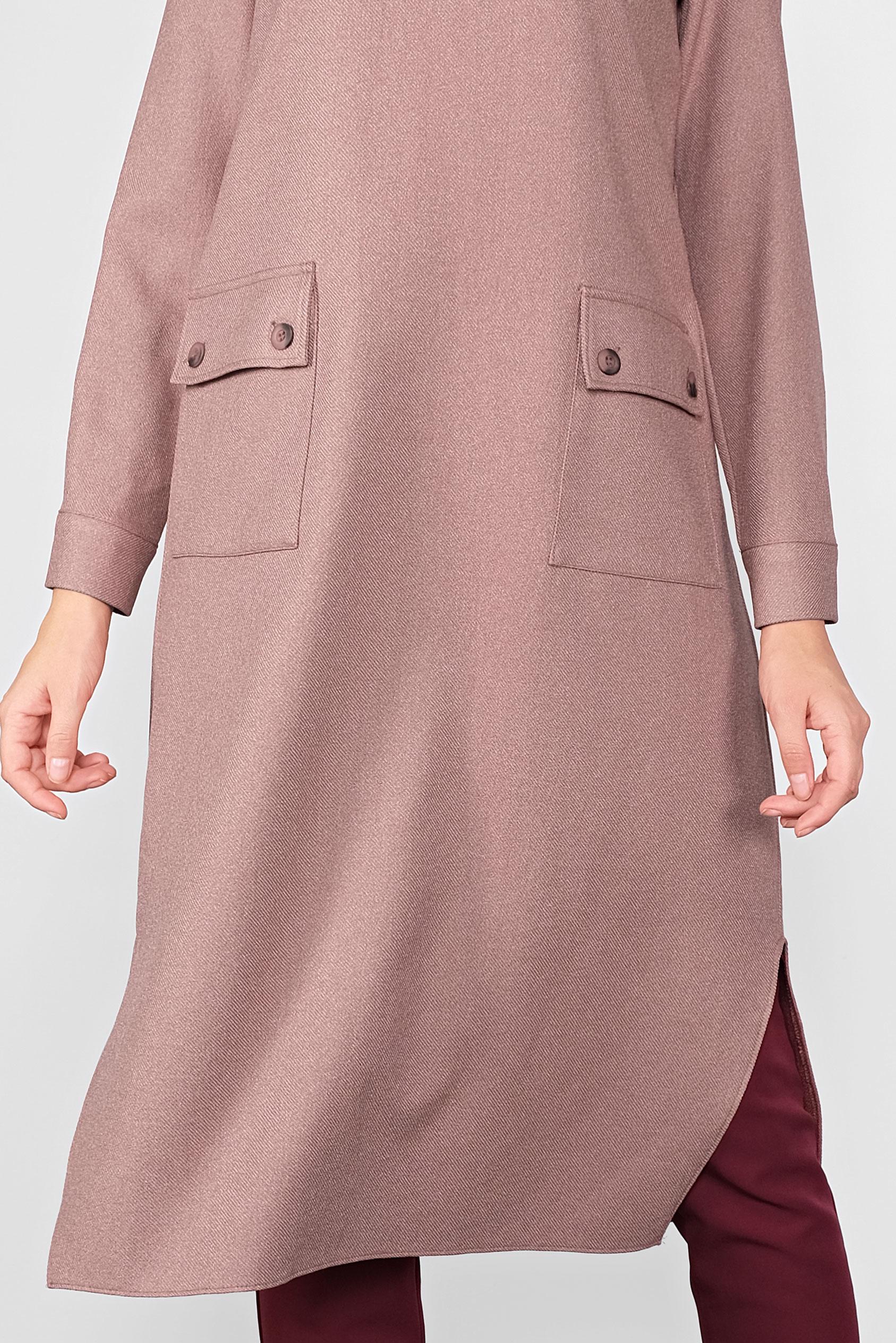 Tesettür giyim PUDRA DÜĞMELİ CEPLİ TUNİK  41255 