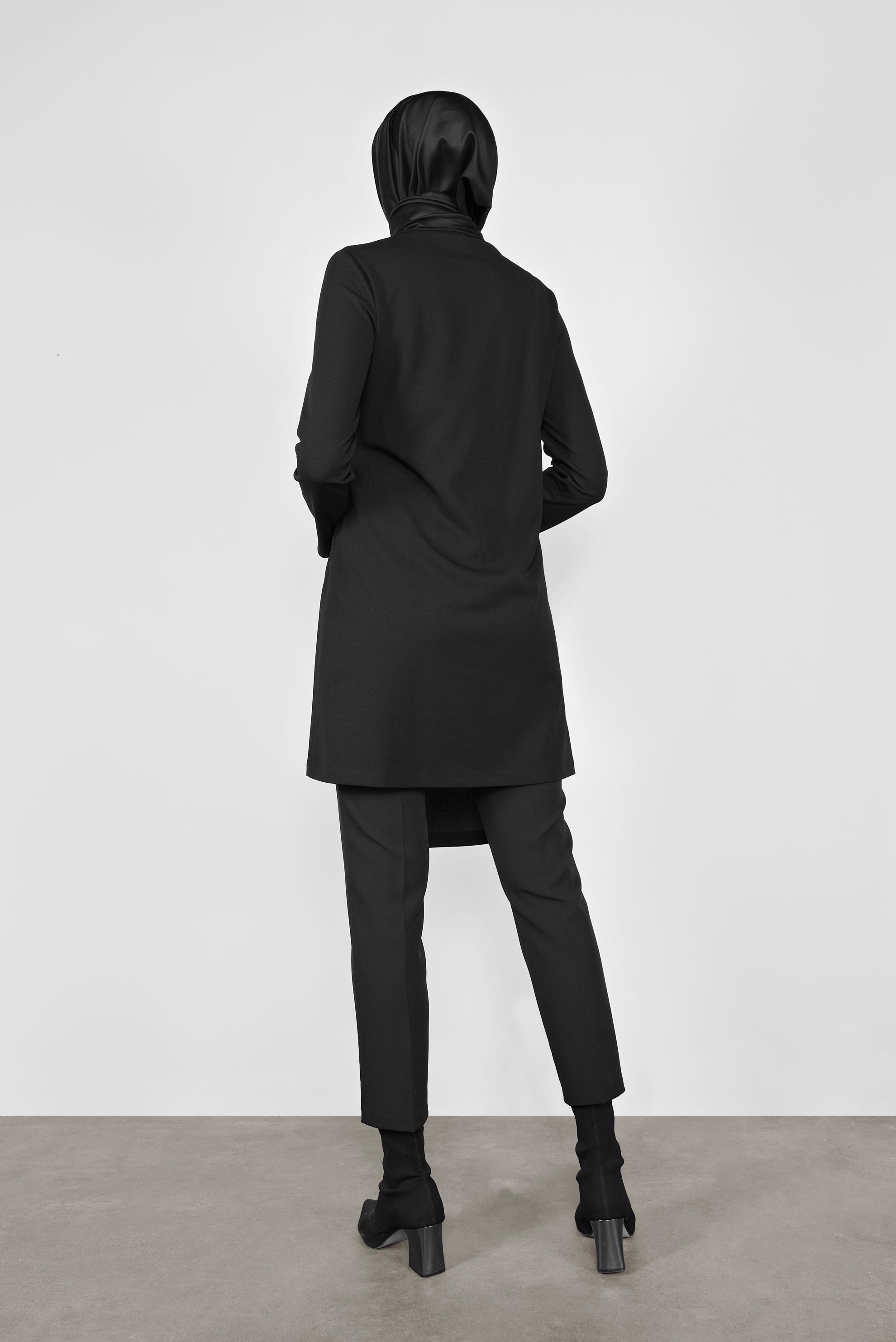 Tesettür giyim SİYAH ASİMETRİK KESİM TUNİK 41257 