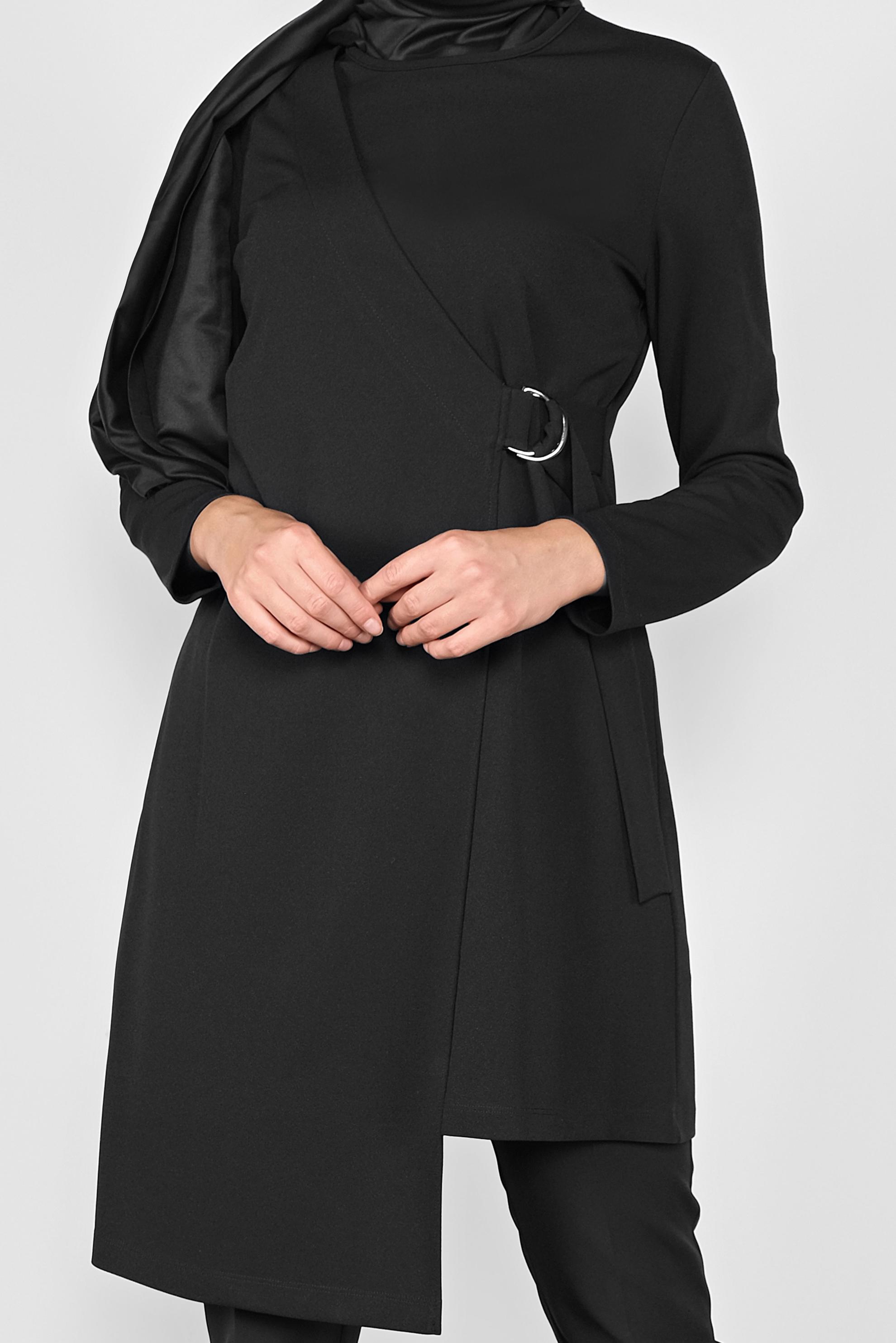 Tesettür giyim SİYAH ASİMETRİK KESİM TUNİK 41257 