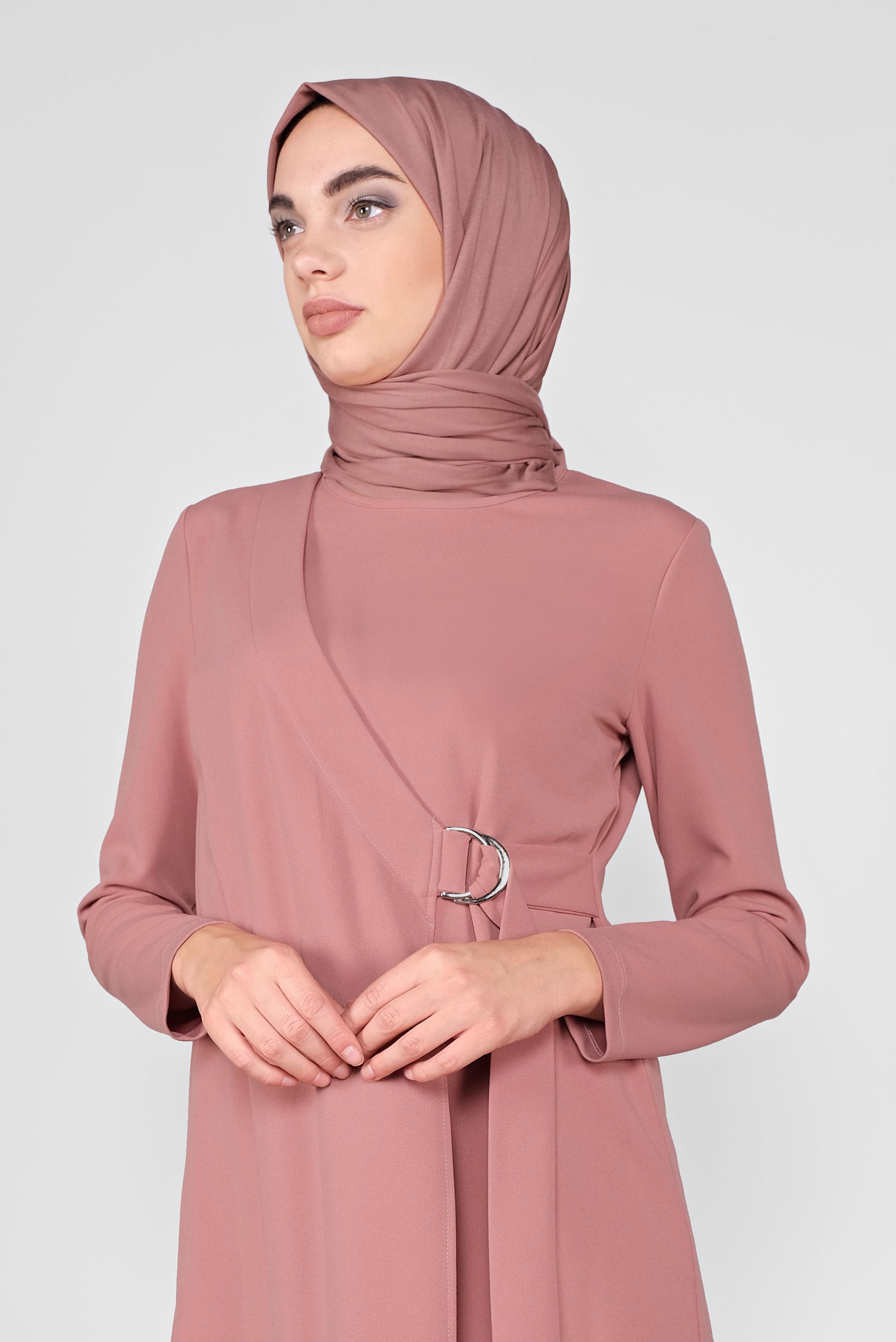 Tesettür giyim PUDRA ASİMETRİK KESİM TUNİK 41257 