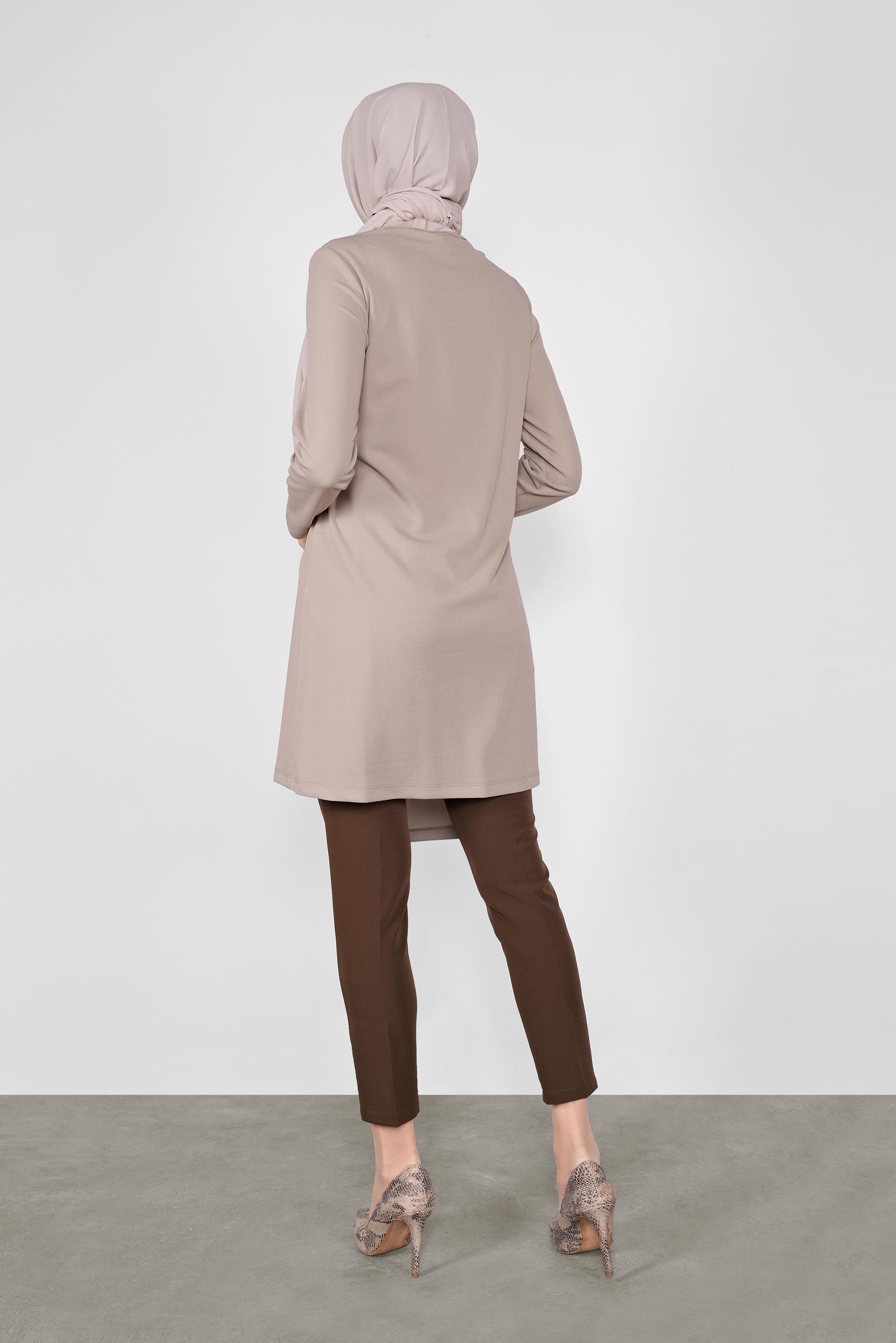 Tesettür giyim BEJ ASİMETRİK KESİM TUNİK 41257 