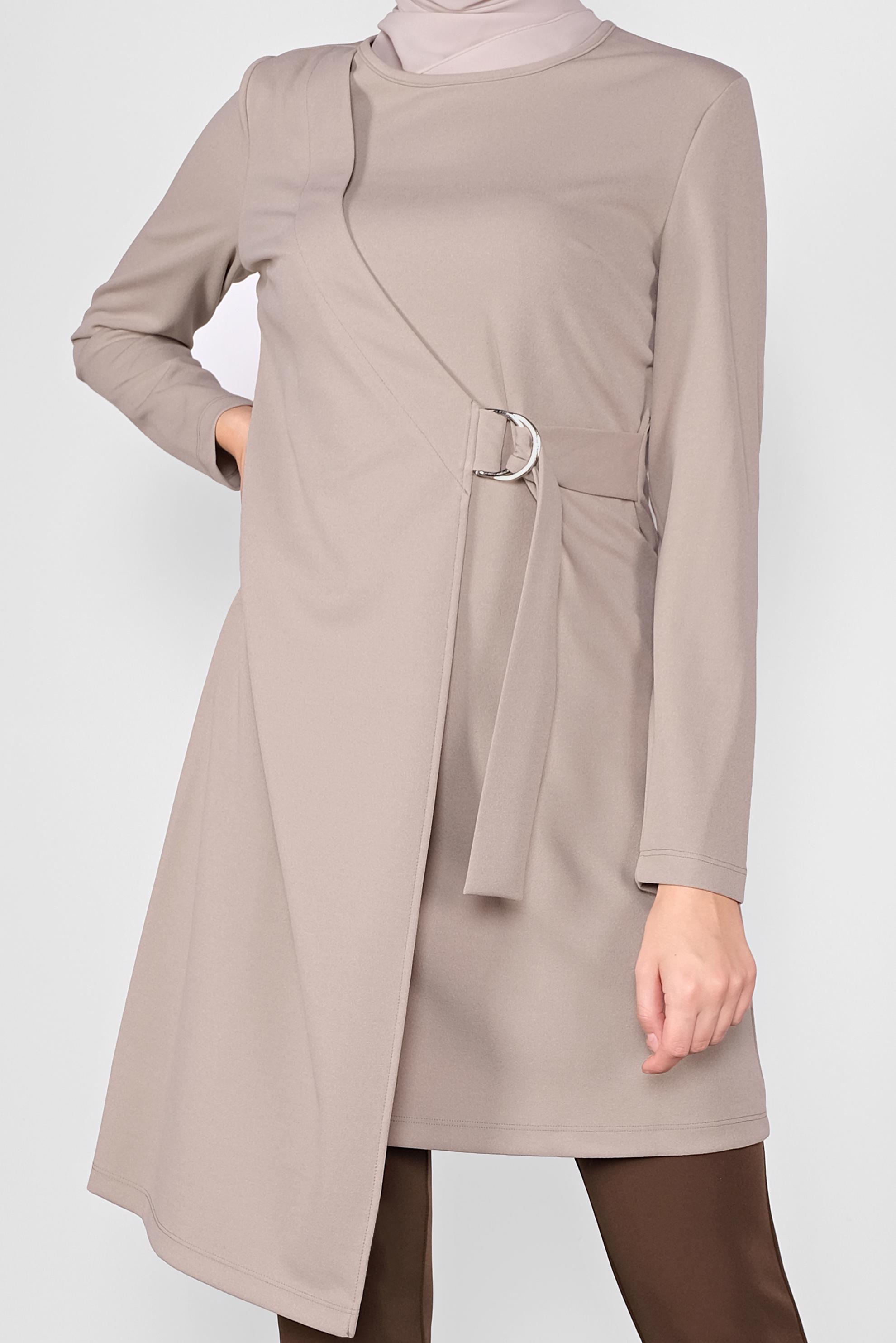 Tesettür giyim BEJ ASİMETRİK KESİM TUNİK 41257 