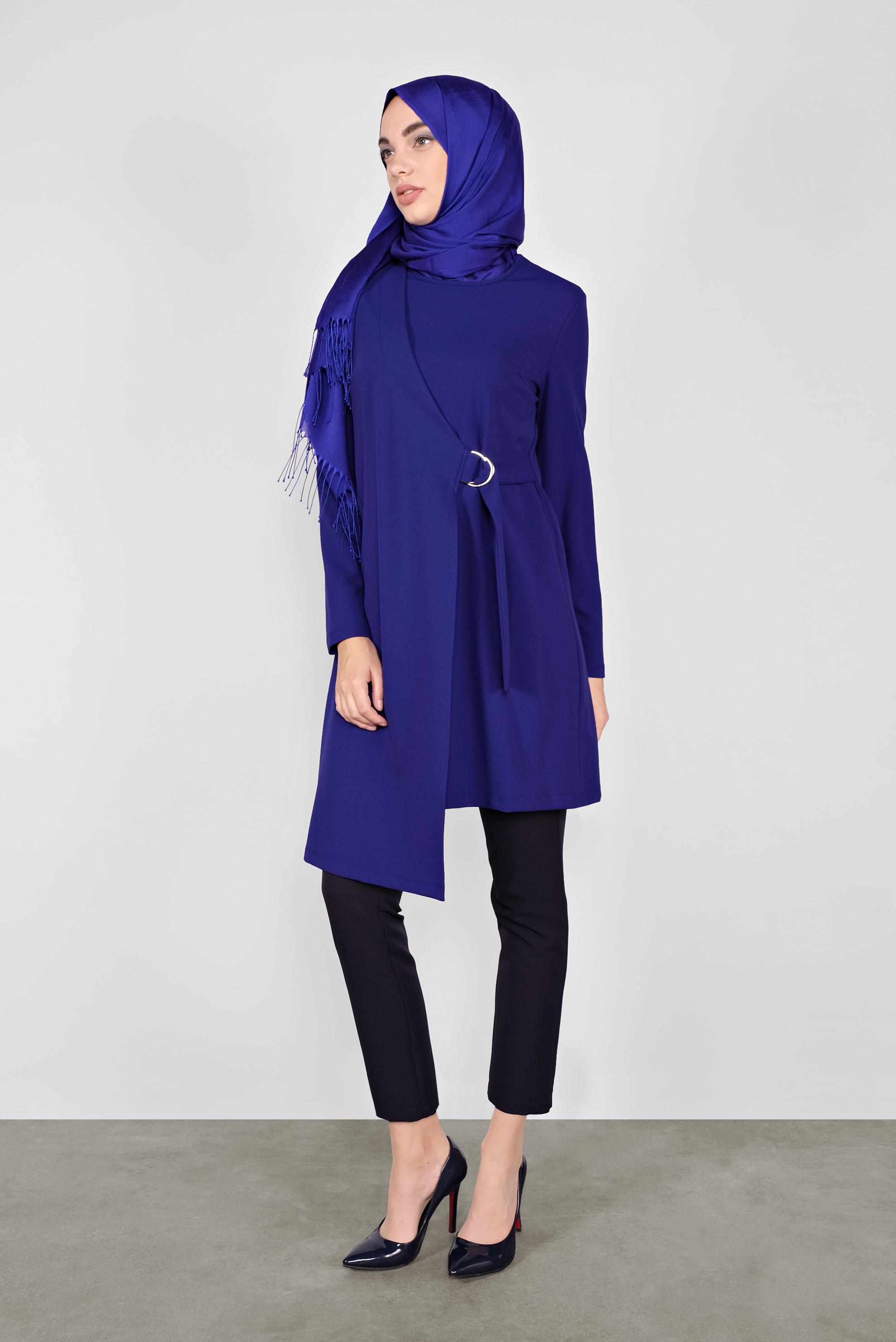 Tesettür giyim LACİVERT ASİMETRİK KESİM TUNİK 41257 