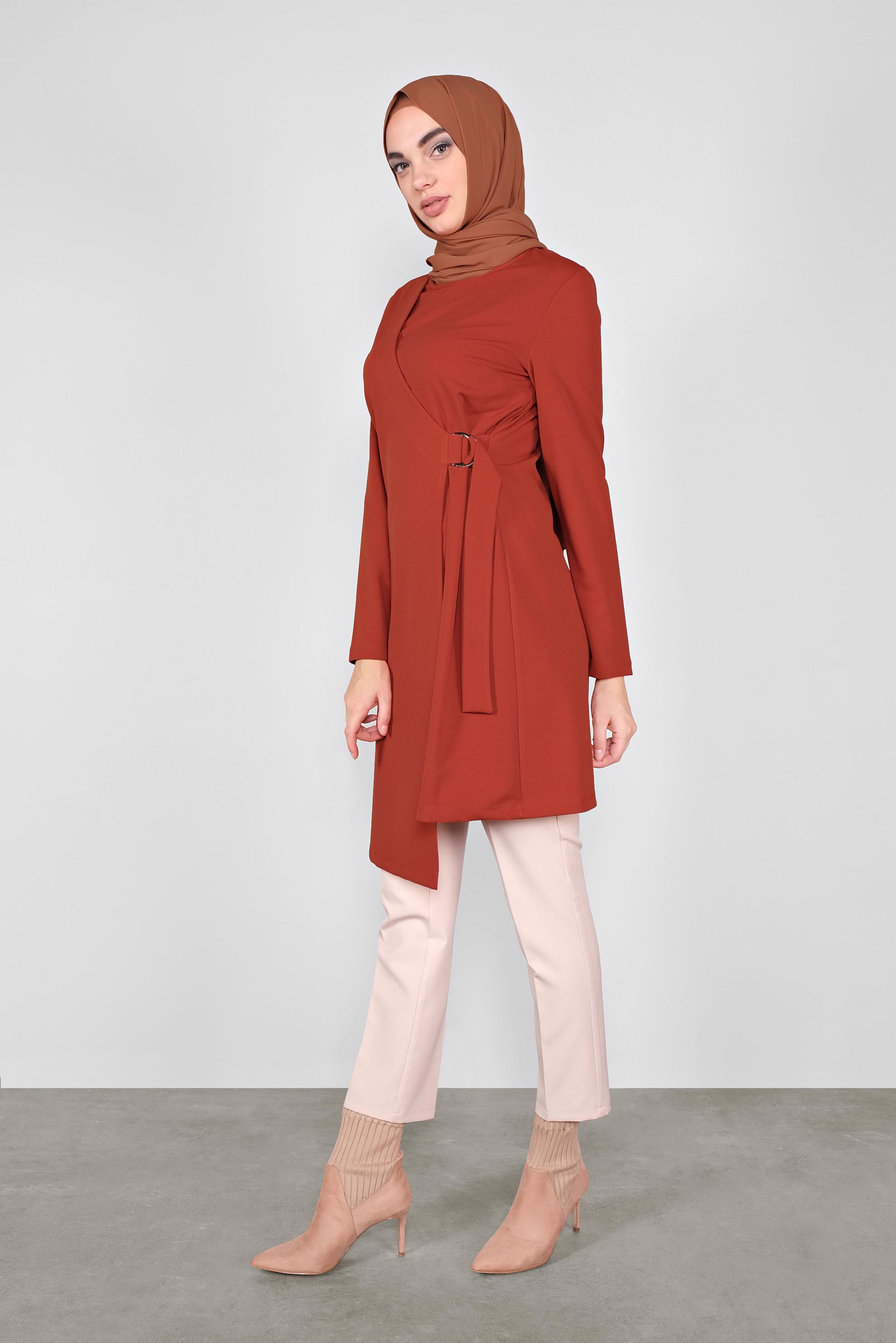 Tesettür giyim TURUNCU ASİMETRİK KESİM TUNİK 41257 