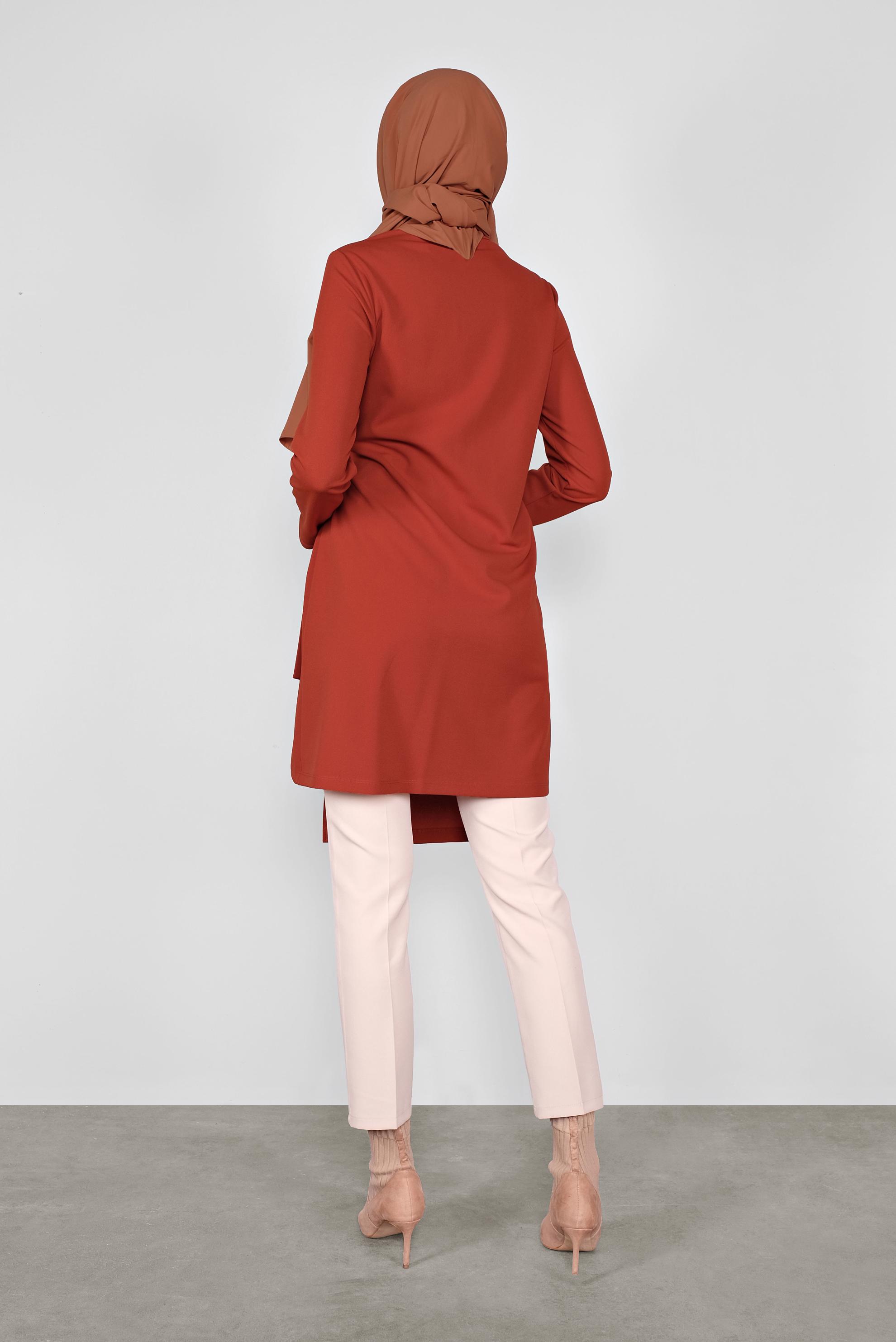 Tesettür giyim TURUNCU ASİMETRİK KESİM TUNİK 41257 