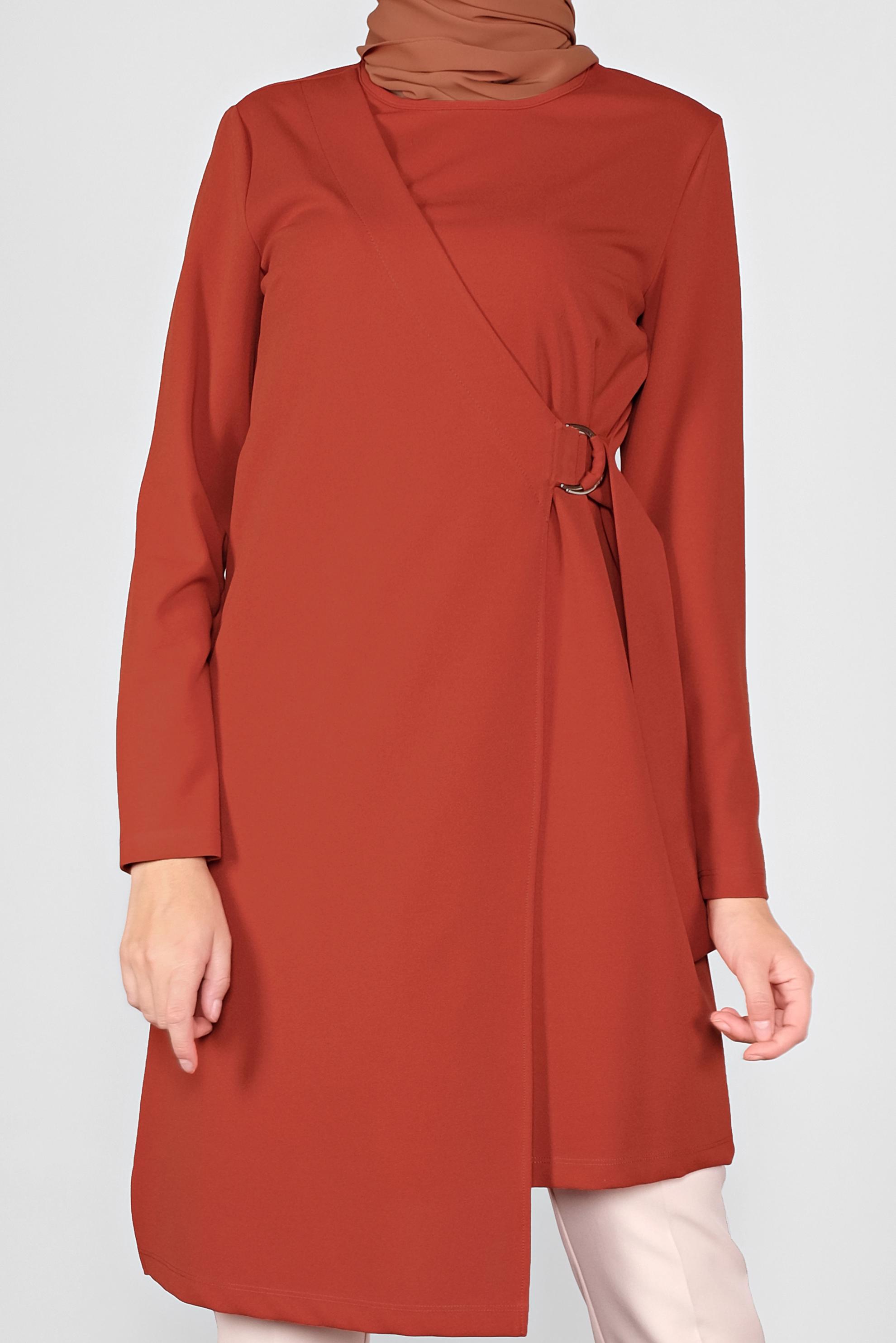 Tesettür giyim TURUNCU ASİMETRİK KESİM TUNİK 41257 