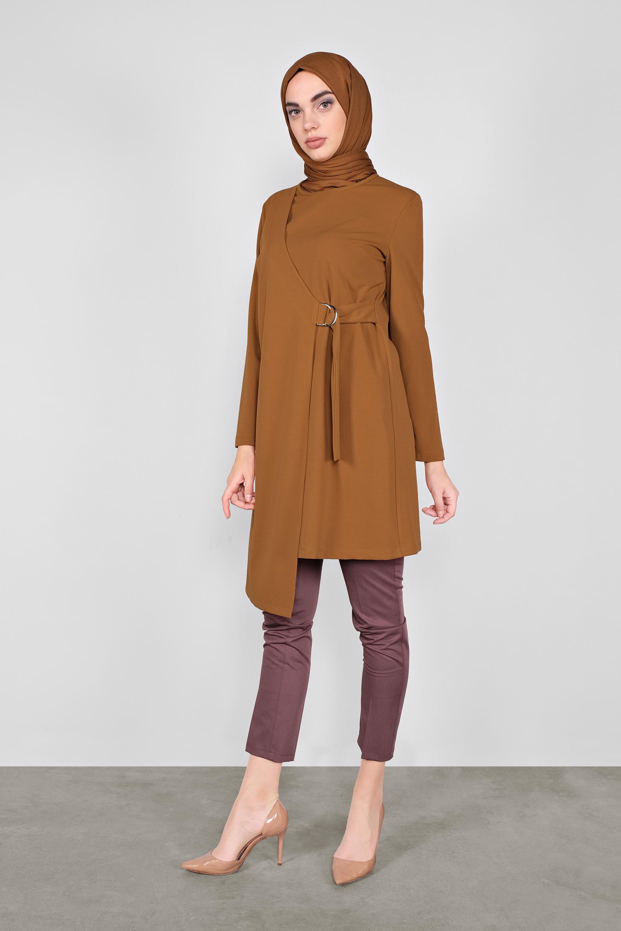 Tesettür giyim SARI ASİMETRİK KESİM TUNİK 41257 