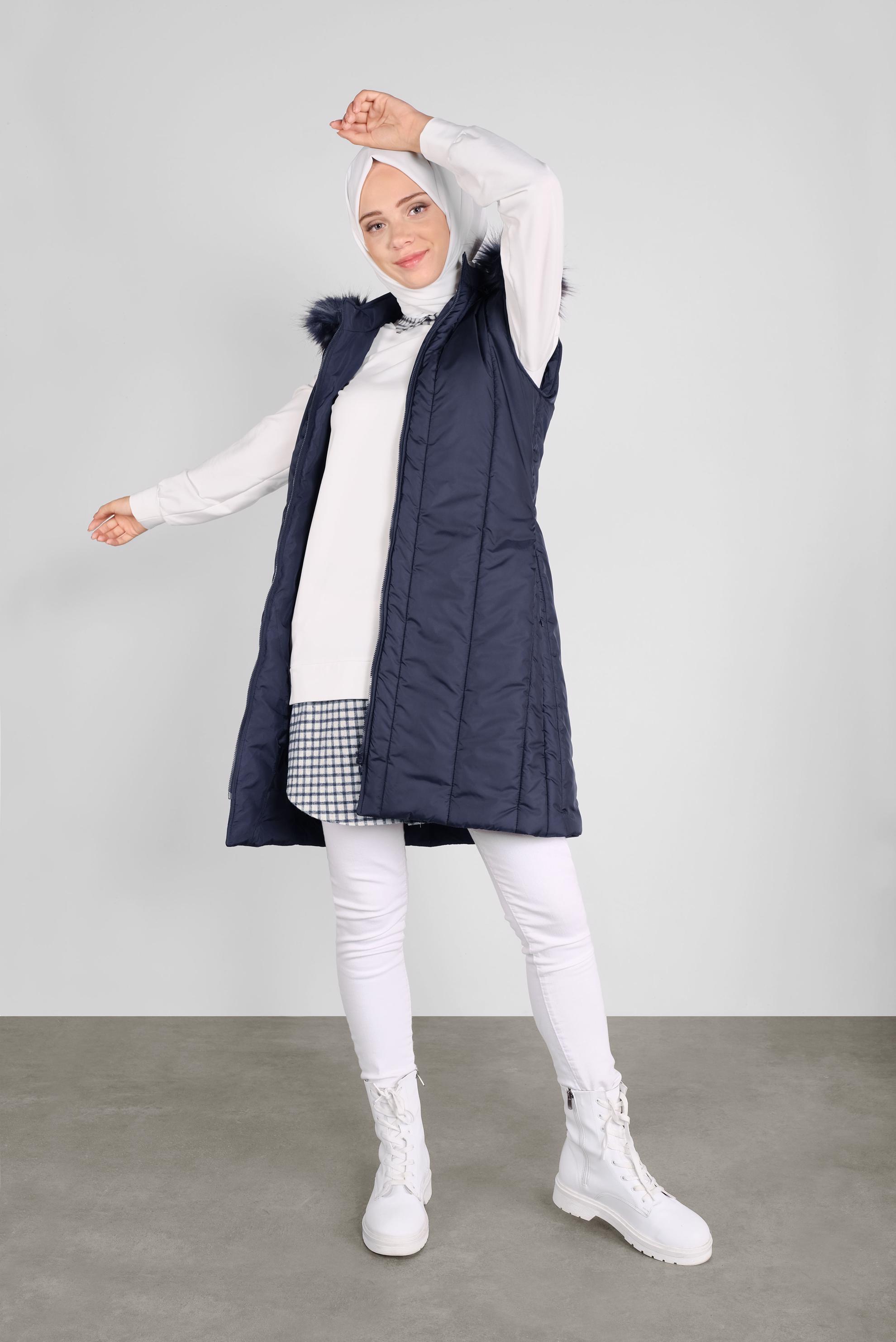 Tesettür giyim BEYAZ PAMUKLU GÖMLEK YAKA TUNİK 41268 