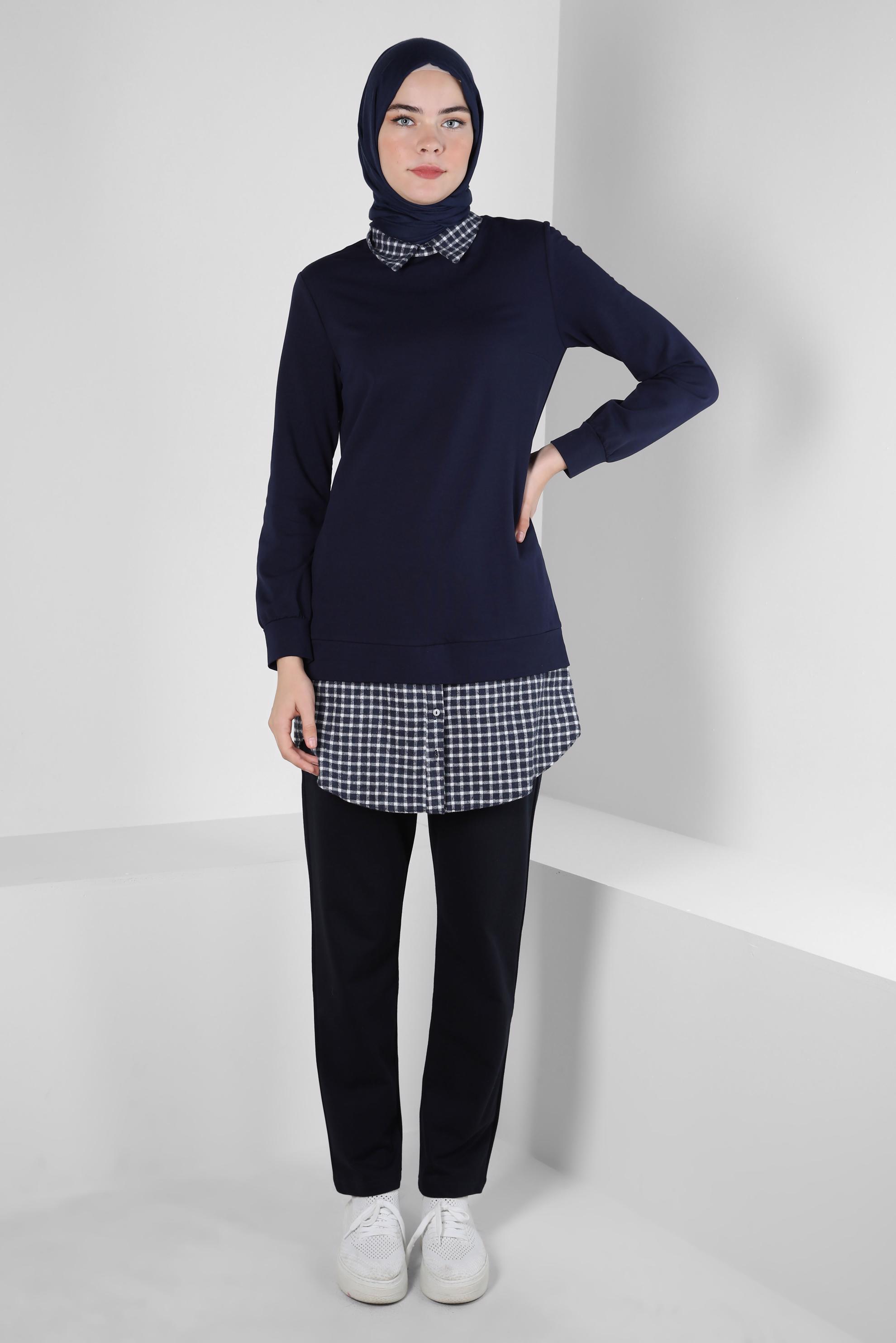 Tesettür giyim LACİVERT 41268 ALEDA TUNİK 38/44 TEK40