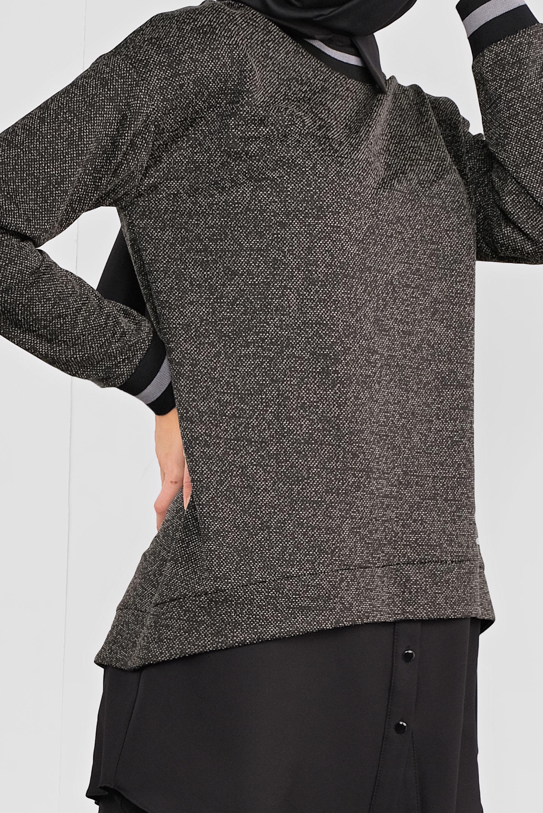 Tesettür giyim SİYAH MANŞETLERİ LASTİKLİ İKİ GÖRÜNÜMLÜ TUNİK 41279 