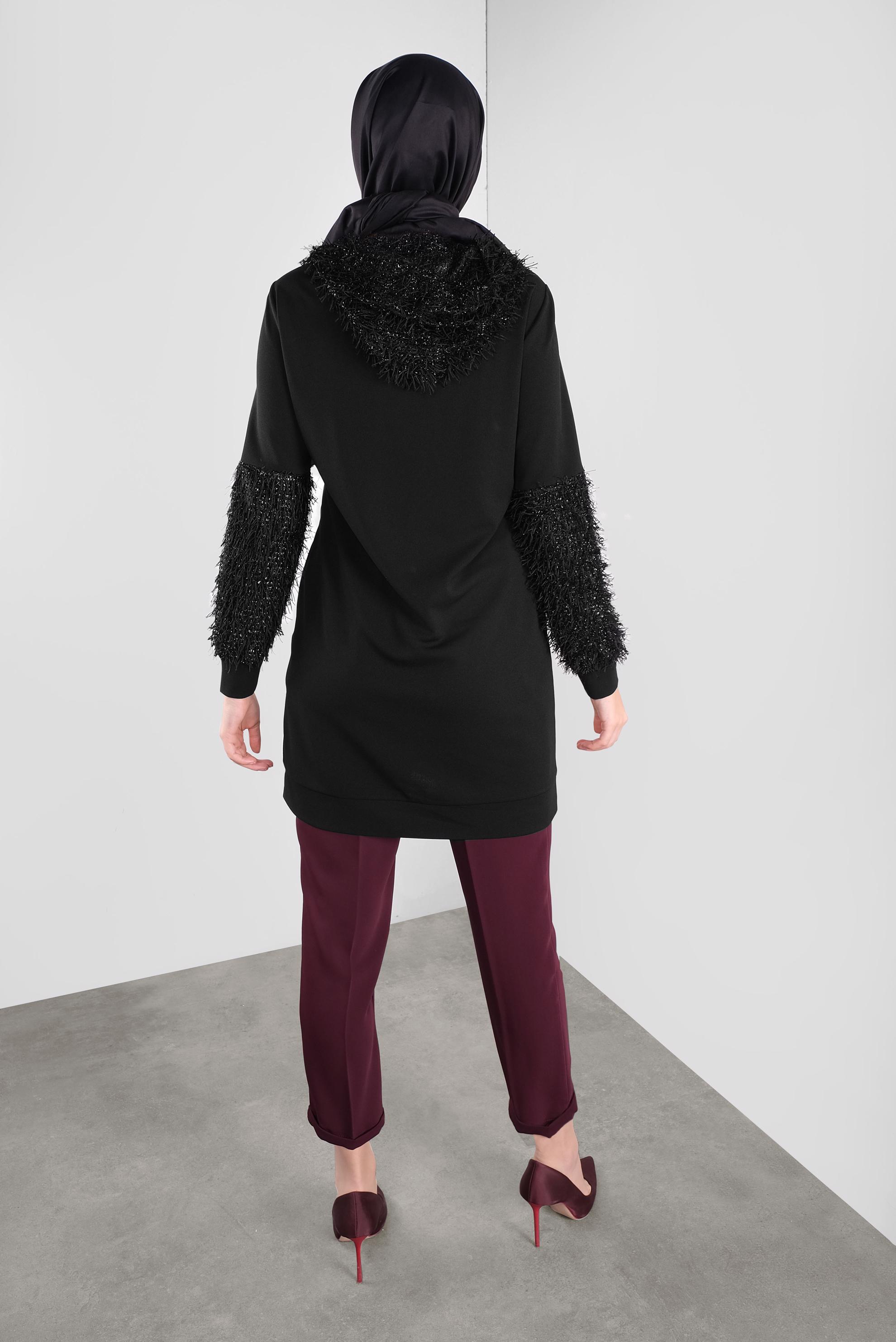 Tesettür giyim SİYAH KIRÇILLI TUNİK 41280 