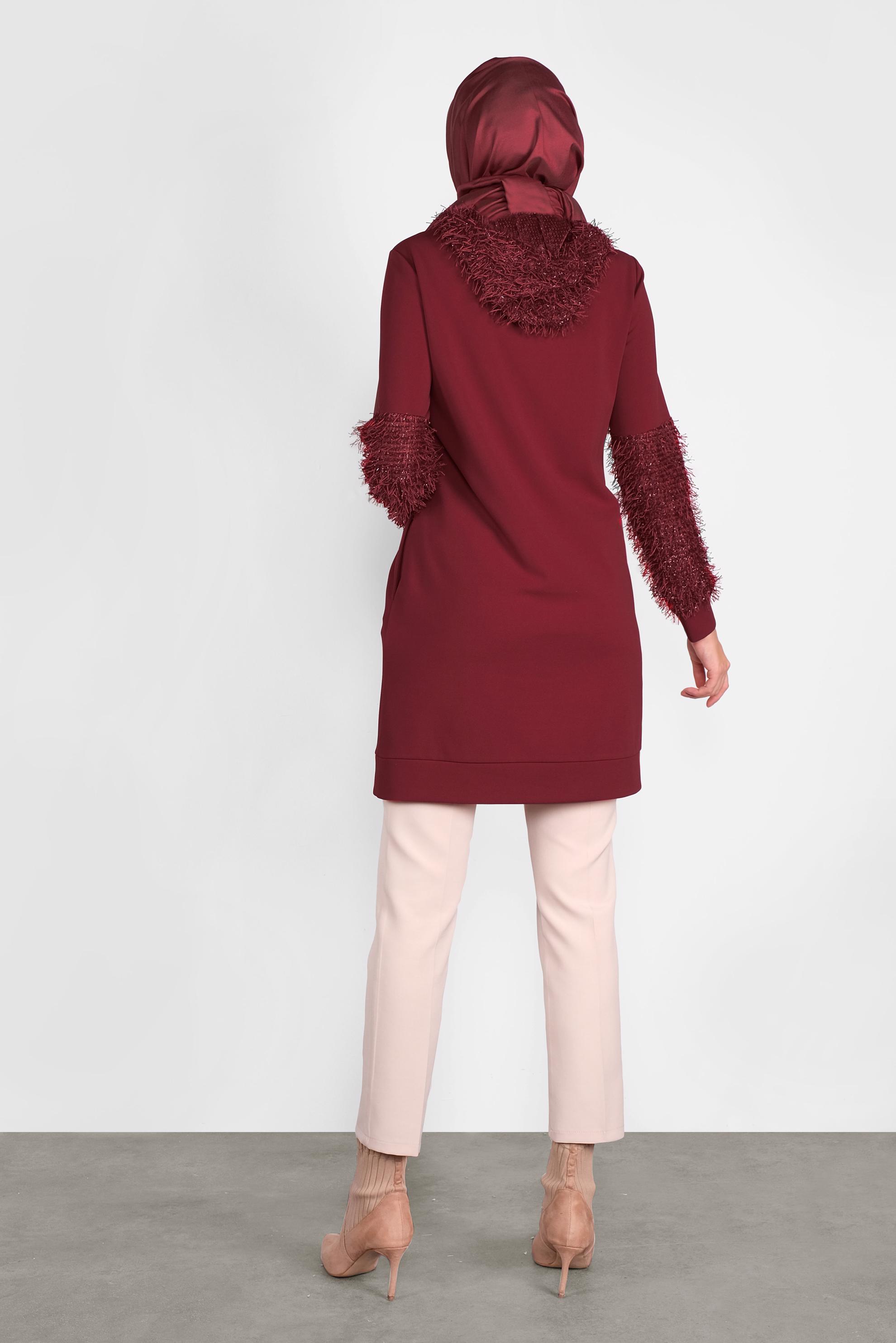 Tesettür giyim KIRMIZI KIRÇILLI TUNİK 41280 