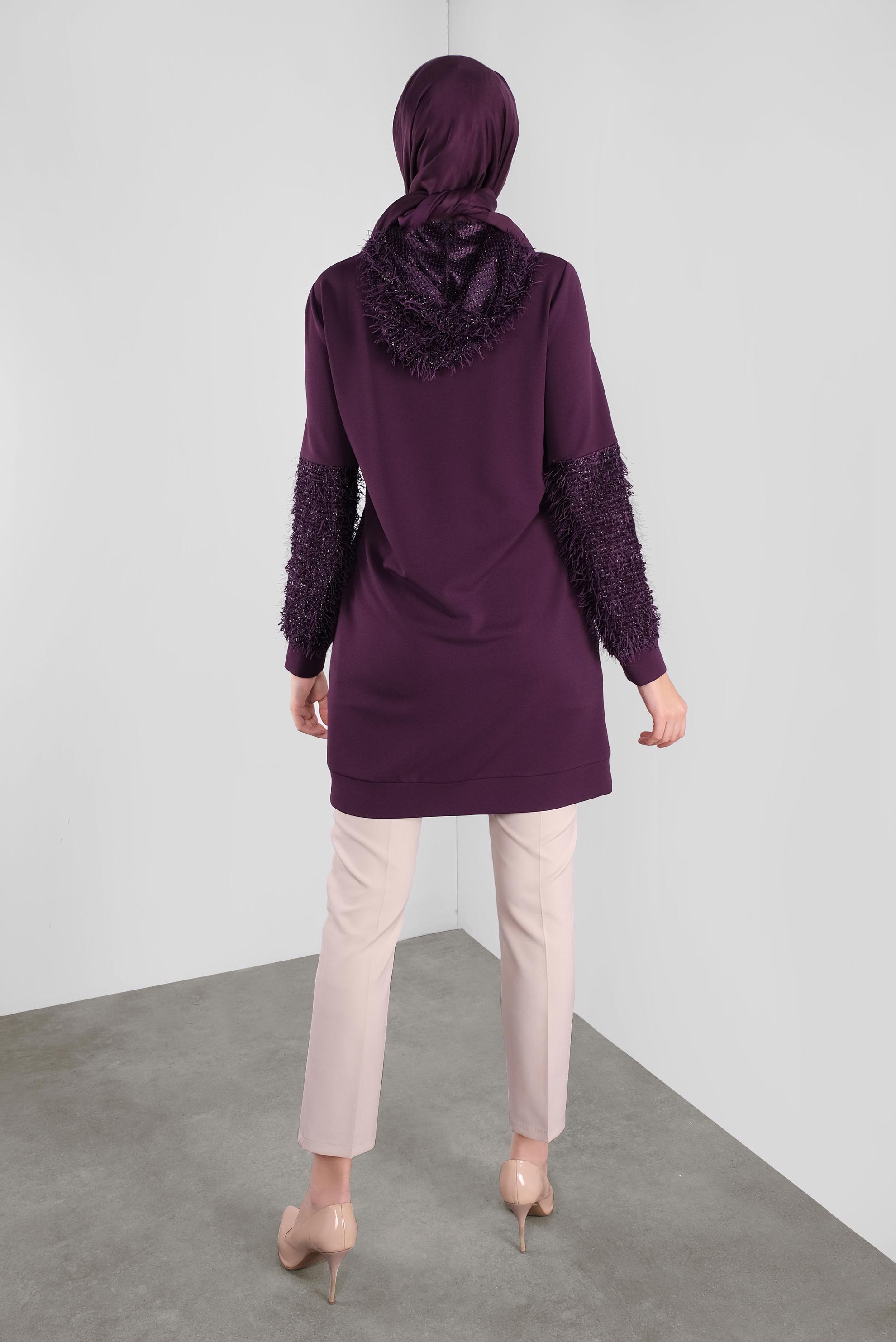 Tesettür giyim MOR KIRÇILLI TUNİK 41280 