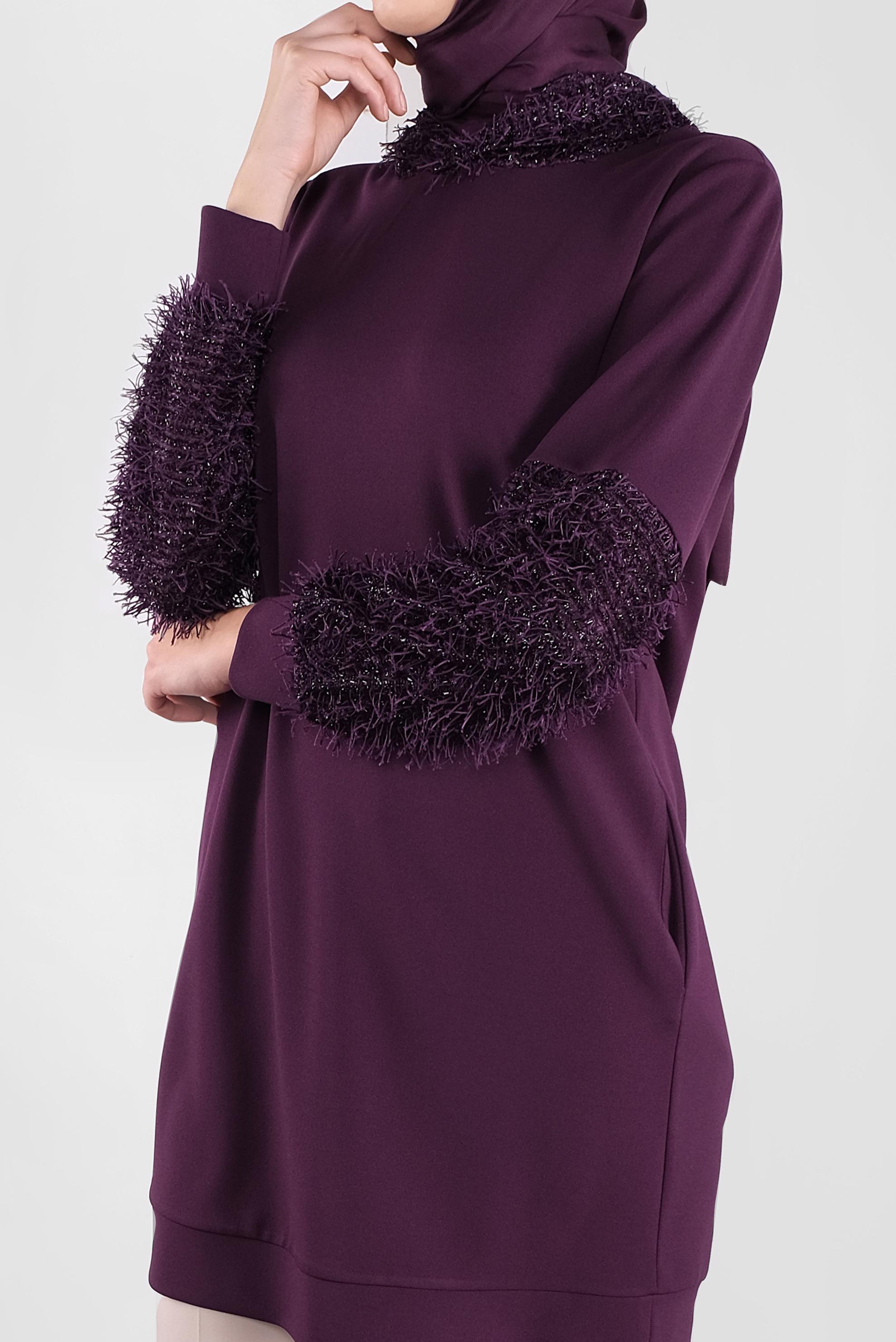 Tesettür giyim MOR KIRÇILLI TUNİK 41280 