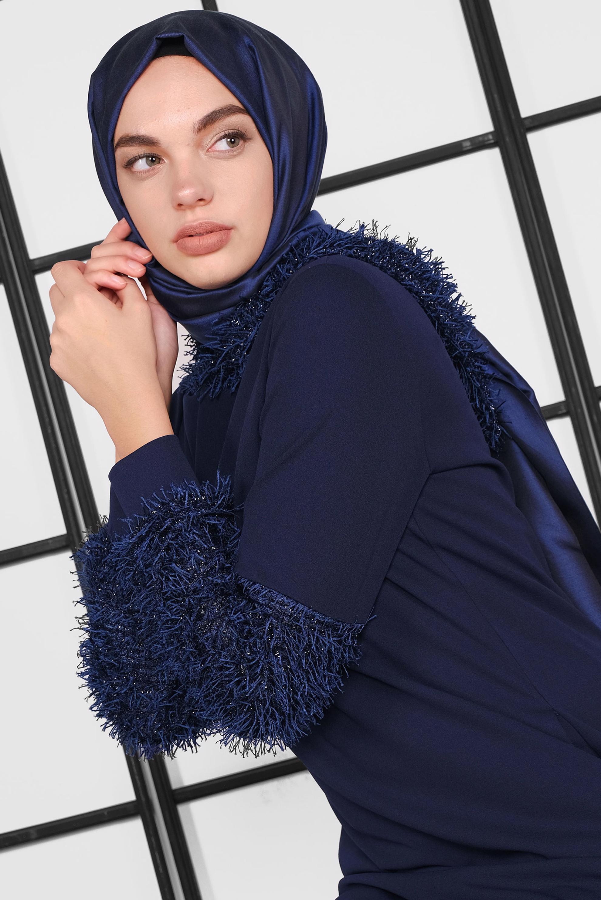 Tesettür giyim LACİVERT KIRÇILLI TUNİK 41280 