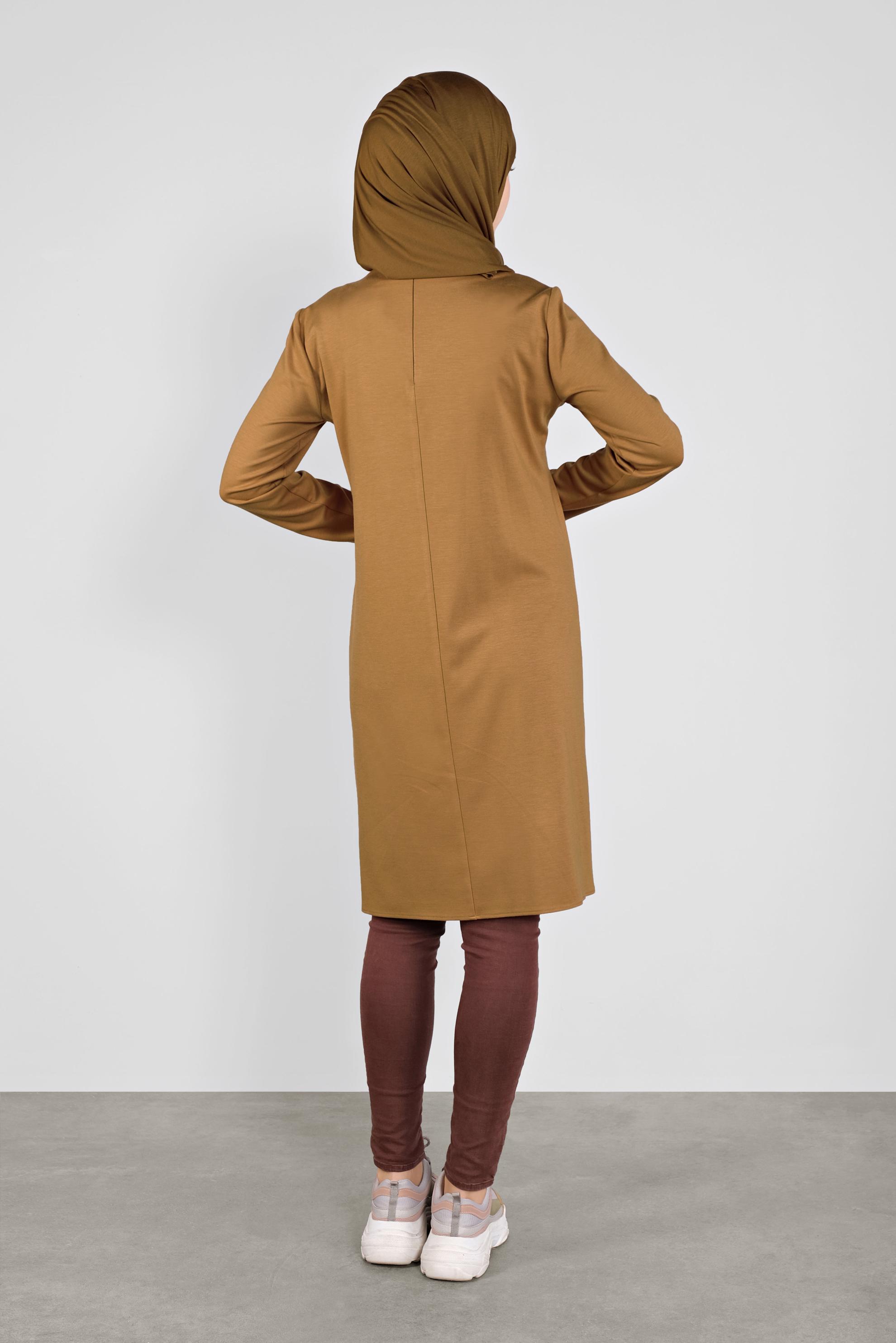 Tesettür giyim SARI DÜĞME DETAYLI TUNİK 41284 