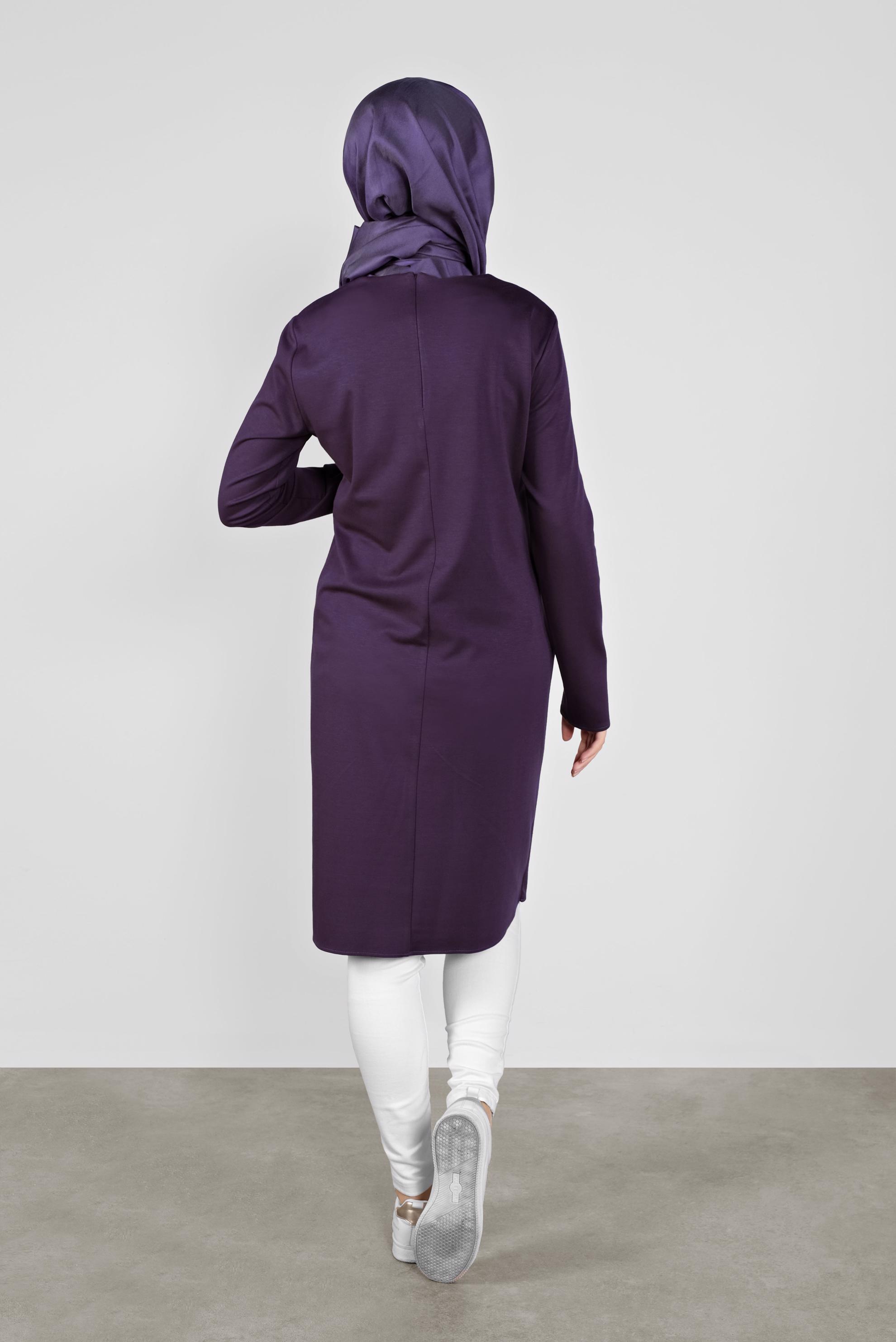 Tesettür giyim MOR DÜĞME DETAYLI TUNİK 41284 