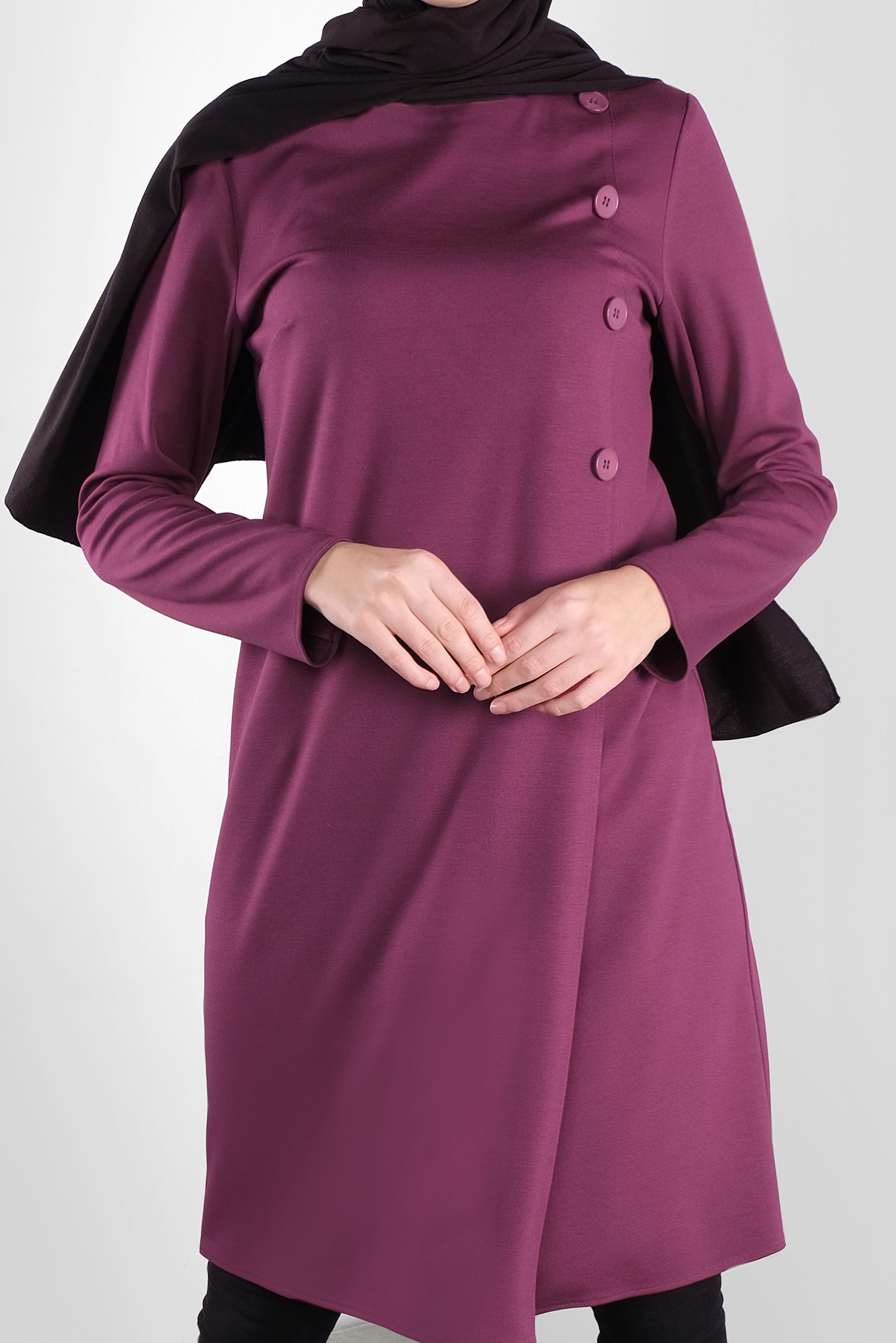 Vêtements hijab POURPRE TUNIQUE À BOUTONNÉE 41284 