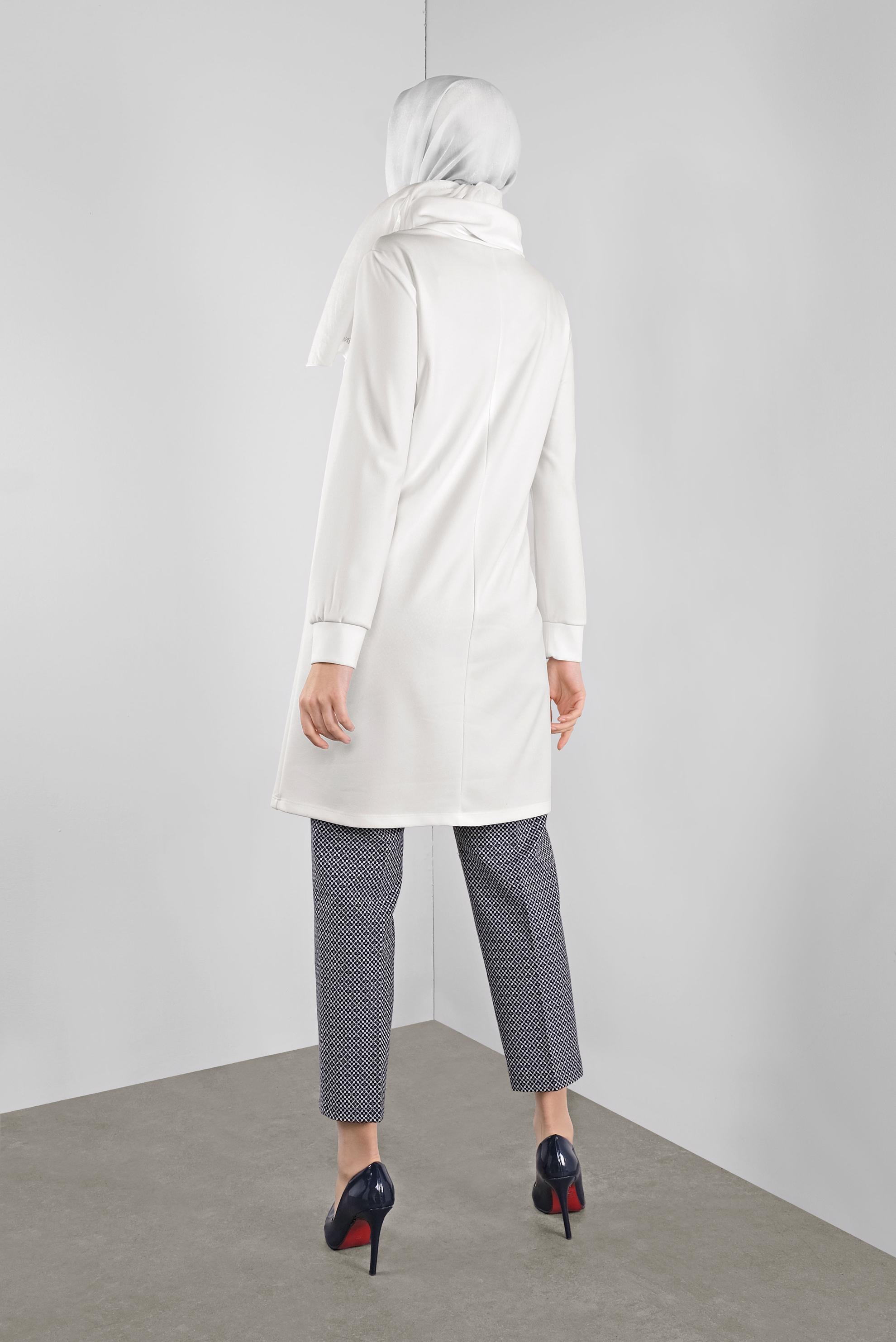 Tesettür giyim BEYAZ BAĞCIKLI TUNİK 41285 