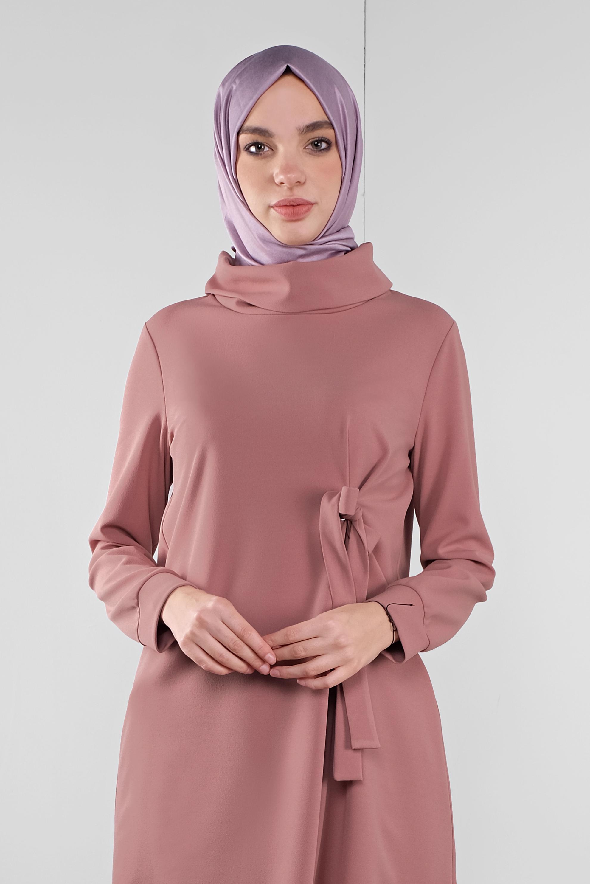 Tesettür giyim PUDRA BAĞCIKLI TUNİK 41285 