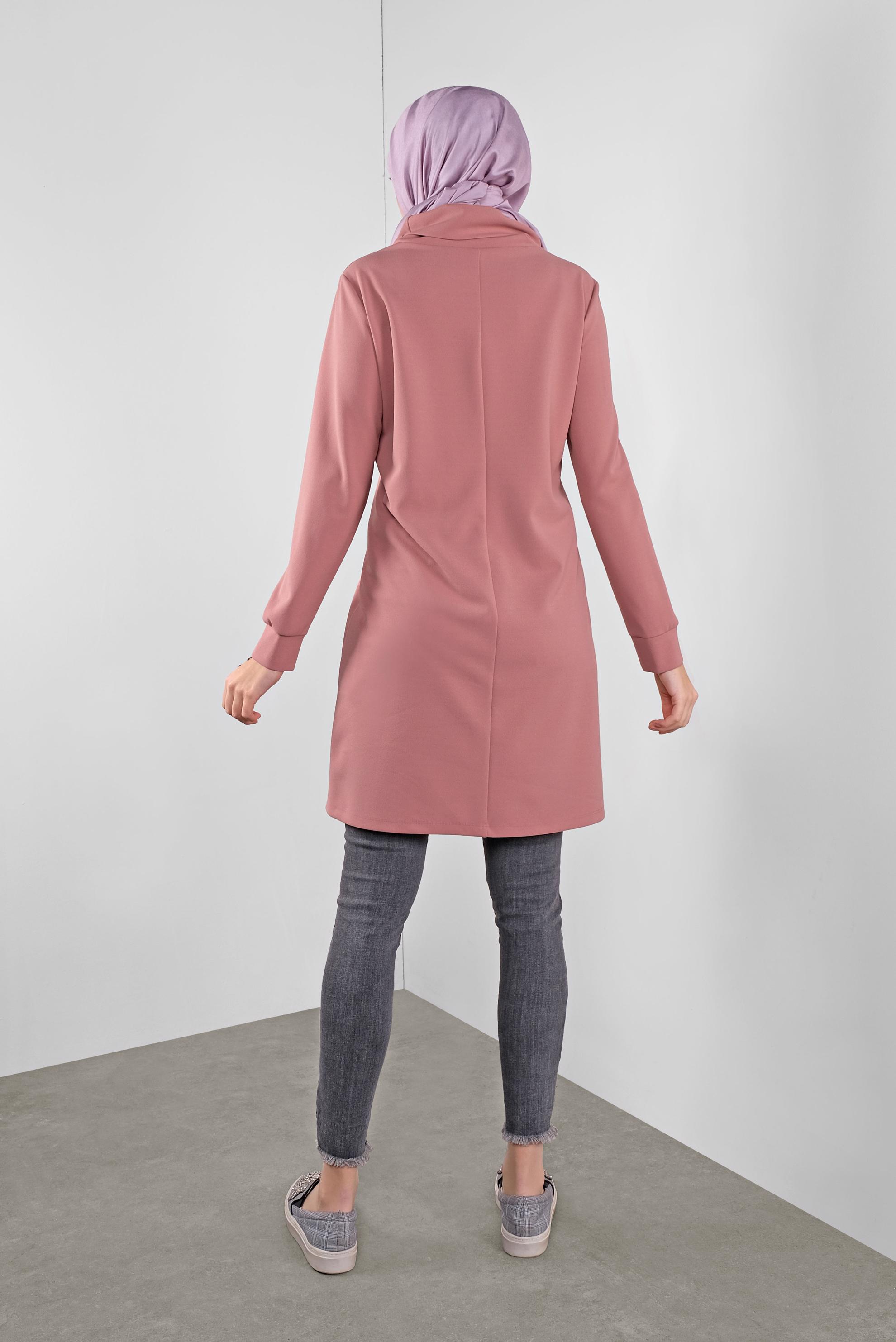 Tesettür giyim PUDRA BAĞCIKLI TUNİK 41285 