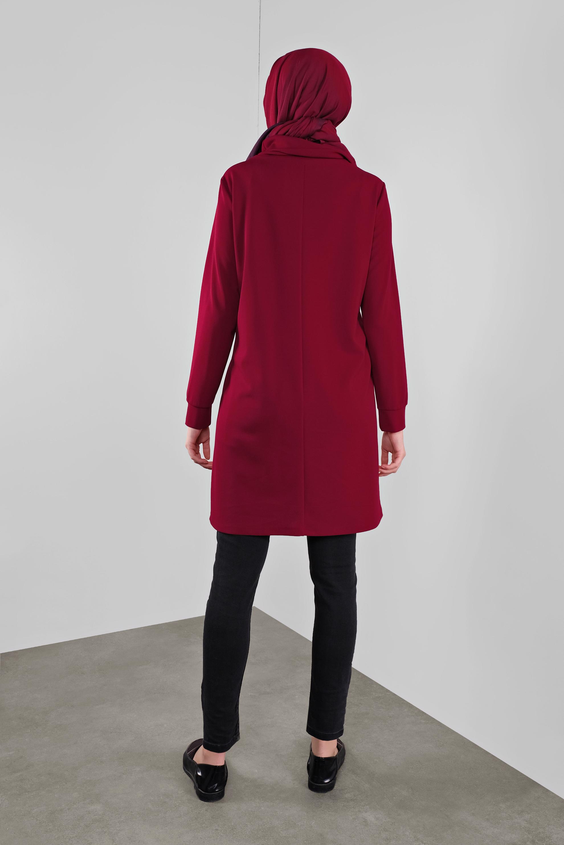 Tesettür giyim KIRMIZI BAĞCIKLI TUNİK 41285 