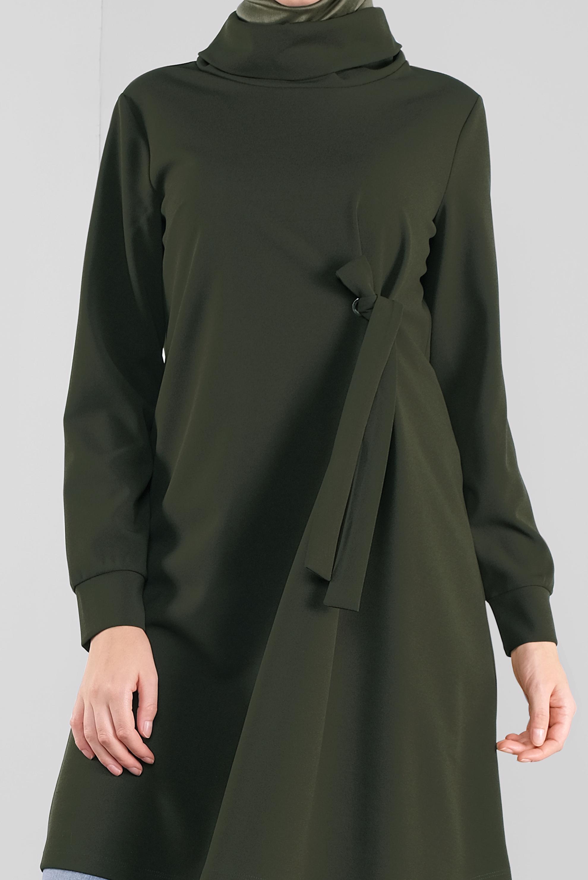 Tesettür giyim HAKİ BAĞCIKLI TUNİK 41285 