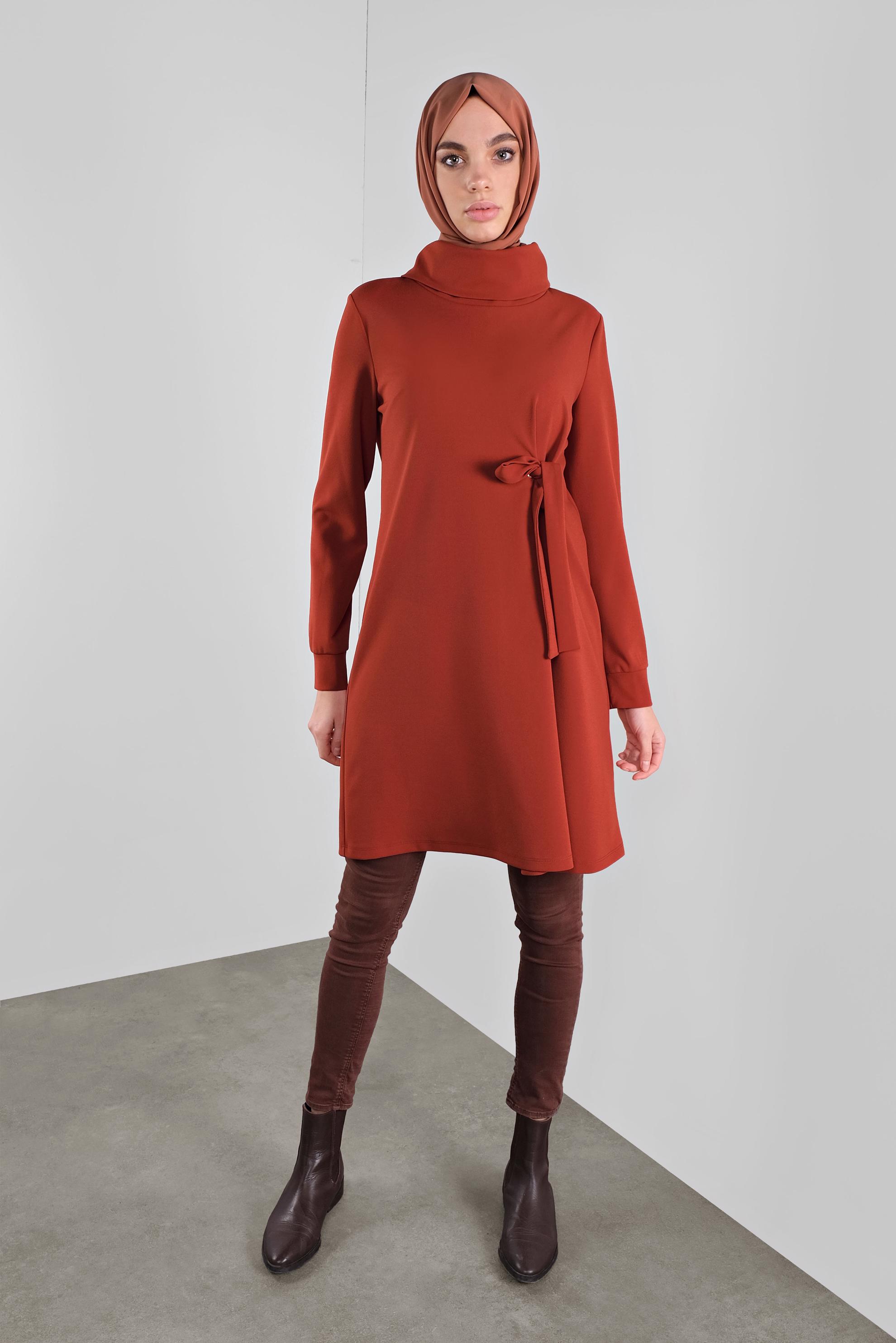 Tesettür giyim TURUNCU BAĞCIKLI TUNİK 41285 