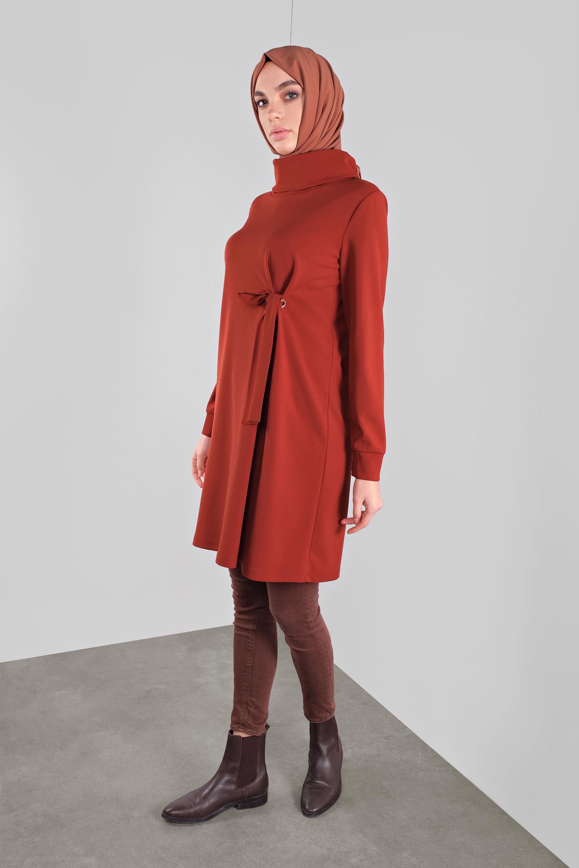 Tesettür giyim TURUNCU BAĞCIKLI TUNİK 41285 