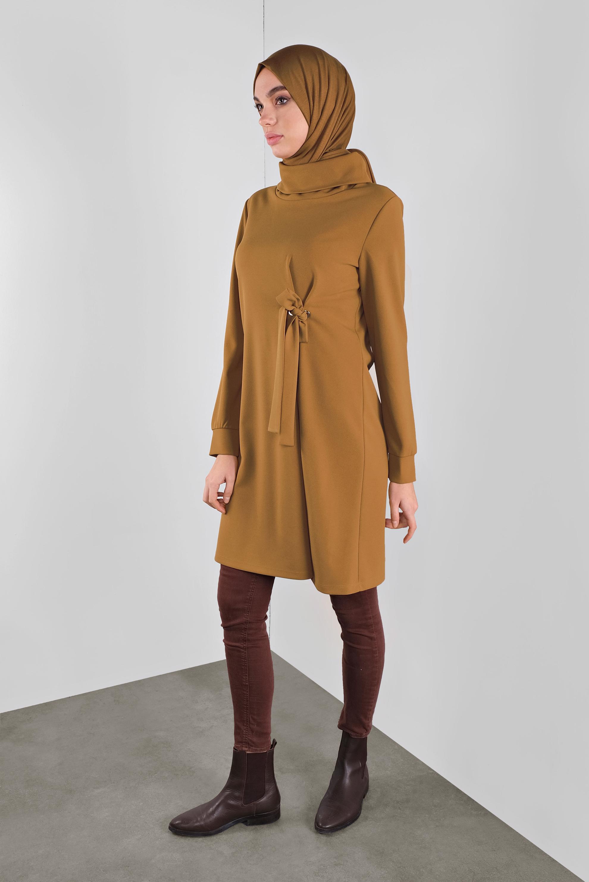 Tesettür giyim SARI BAĞCIKLI TUNİK 41285 