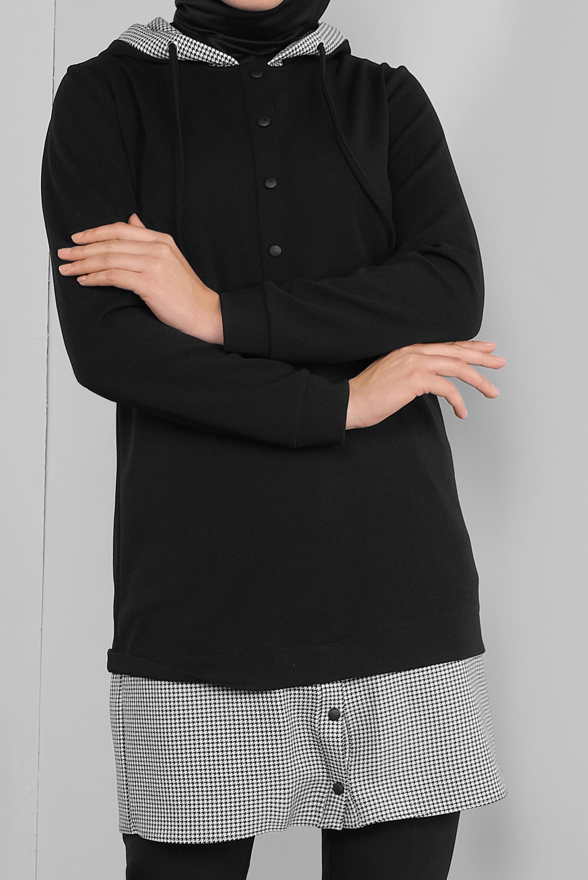 Tesettür giyim SİYAH İKİ PARÇA GÖRÜNÜMLÜ TUNİK 41288