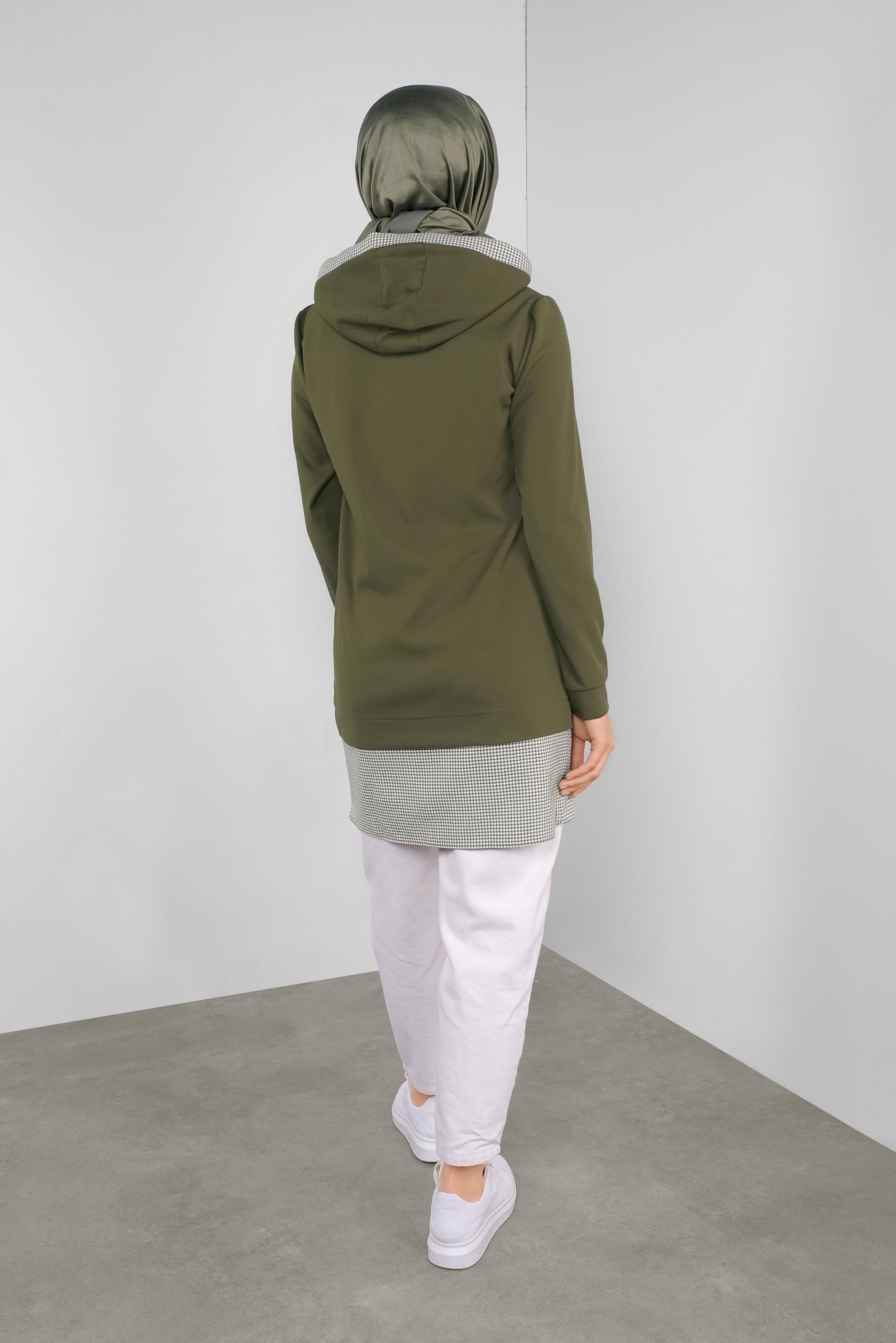 Tesettür giyim HAKİ İKİ PARÇA GÖRÜNÜMLÜ TUNİK 41288