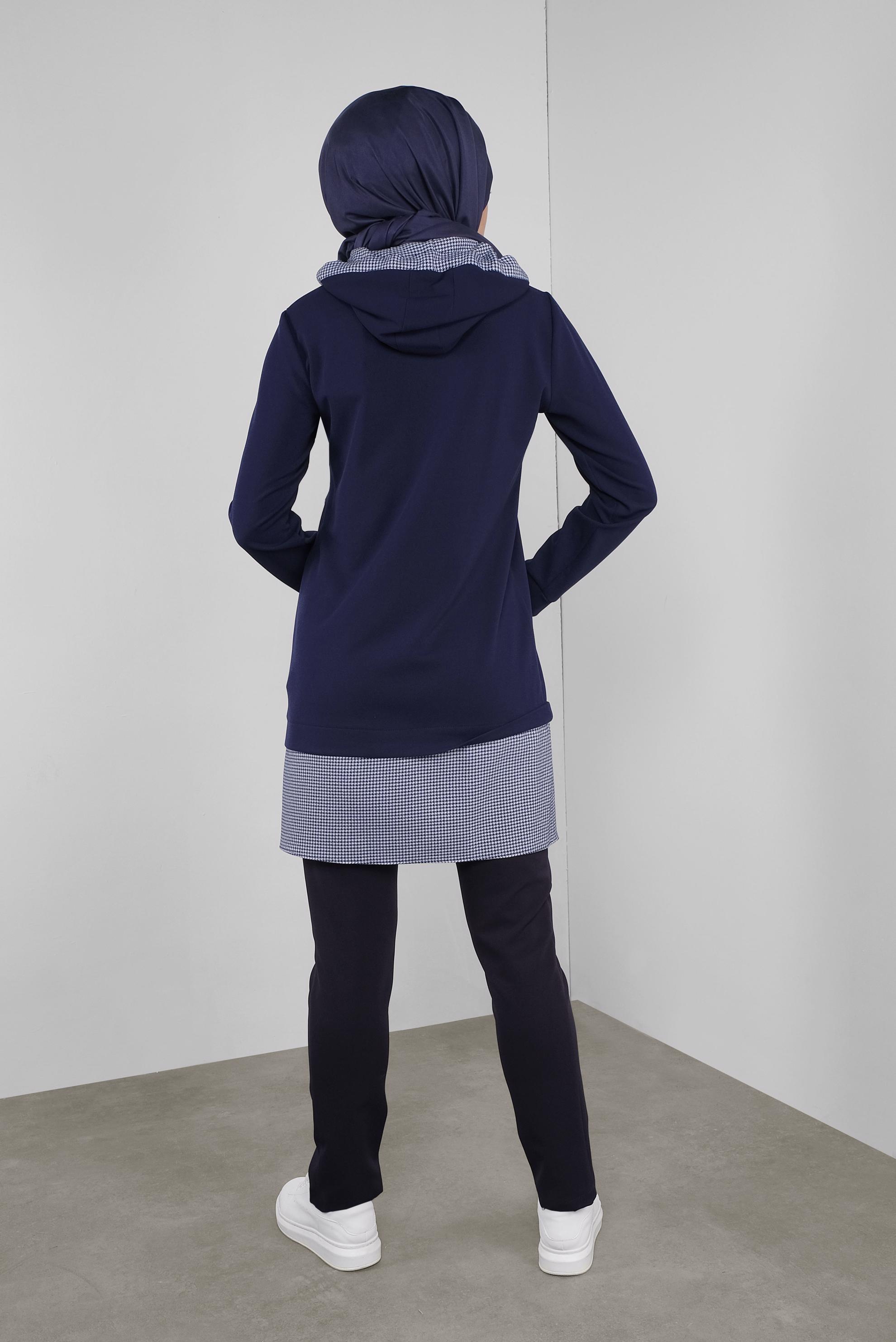 Tesettür giyim LACİVERT İKİ PARÇA GÖRÜNÜMLÜ TUNİK 41288