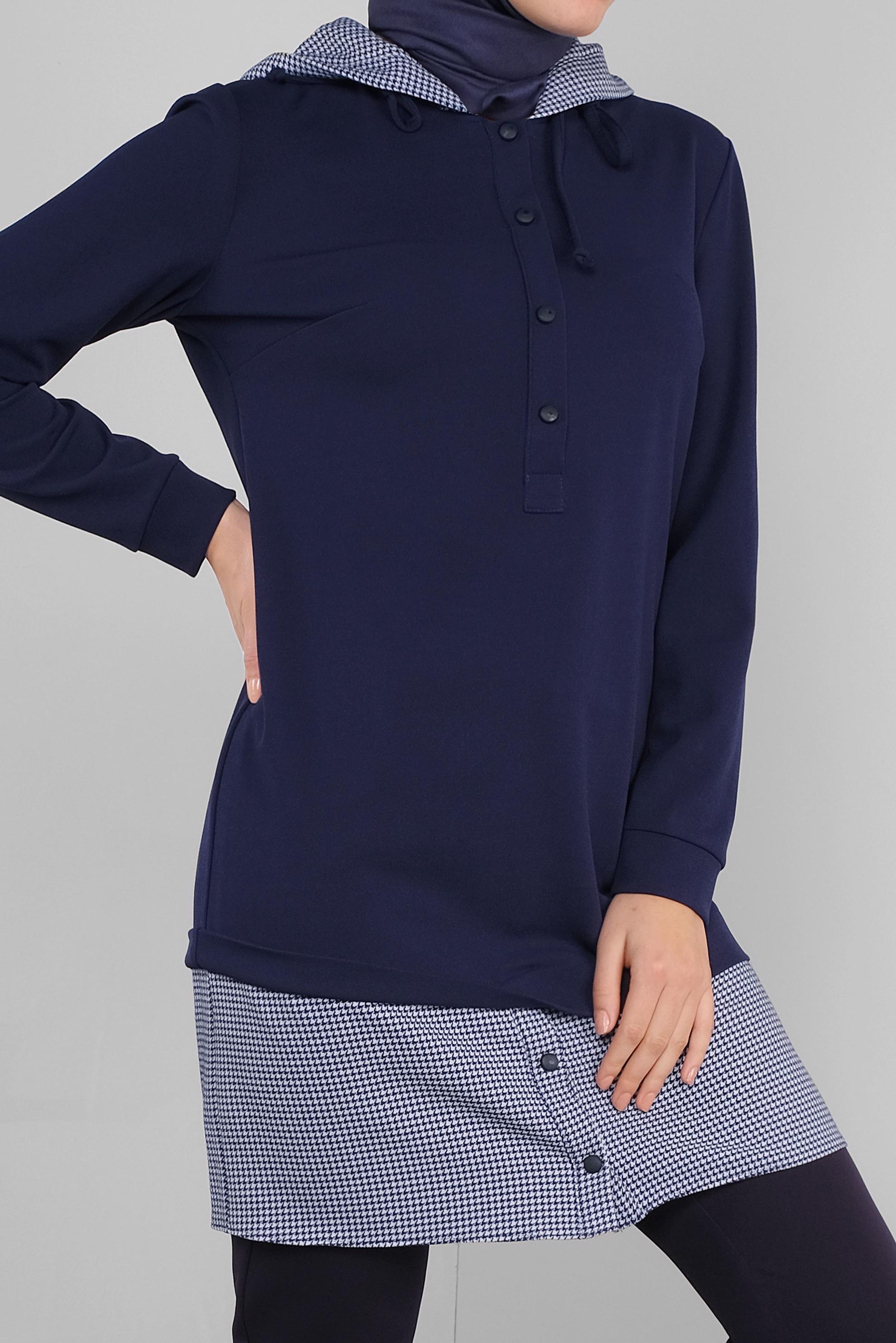 Tesettür giyim LACİVERT İKİ PARÇA GÖRÜNÜMLÜ TUNİK 41288