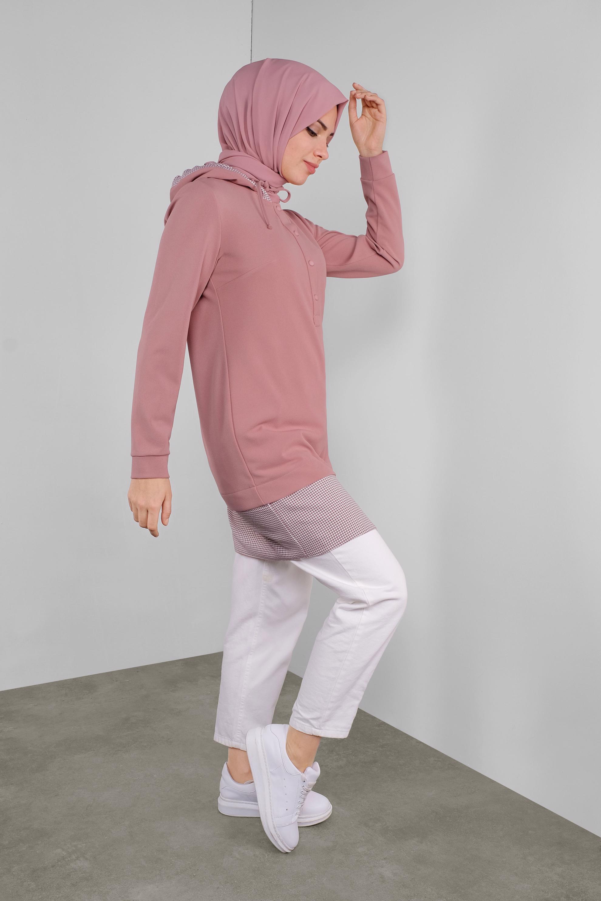 Tesettür giyim PUDRA İKİ PARÇA GÖRÜNÜMLÜ TUNİK 41288