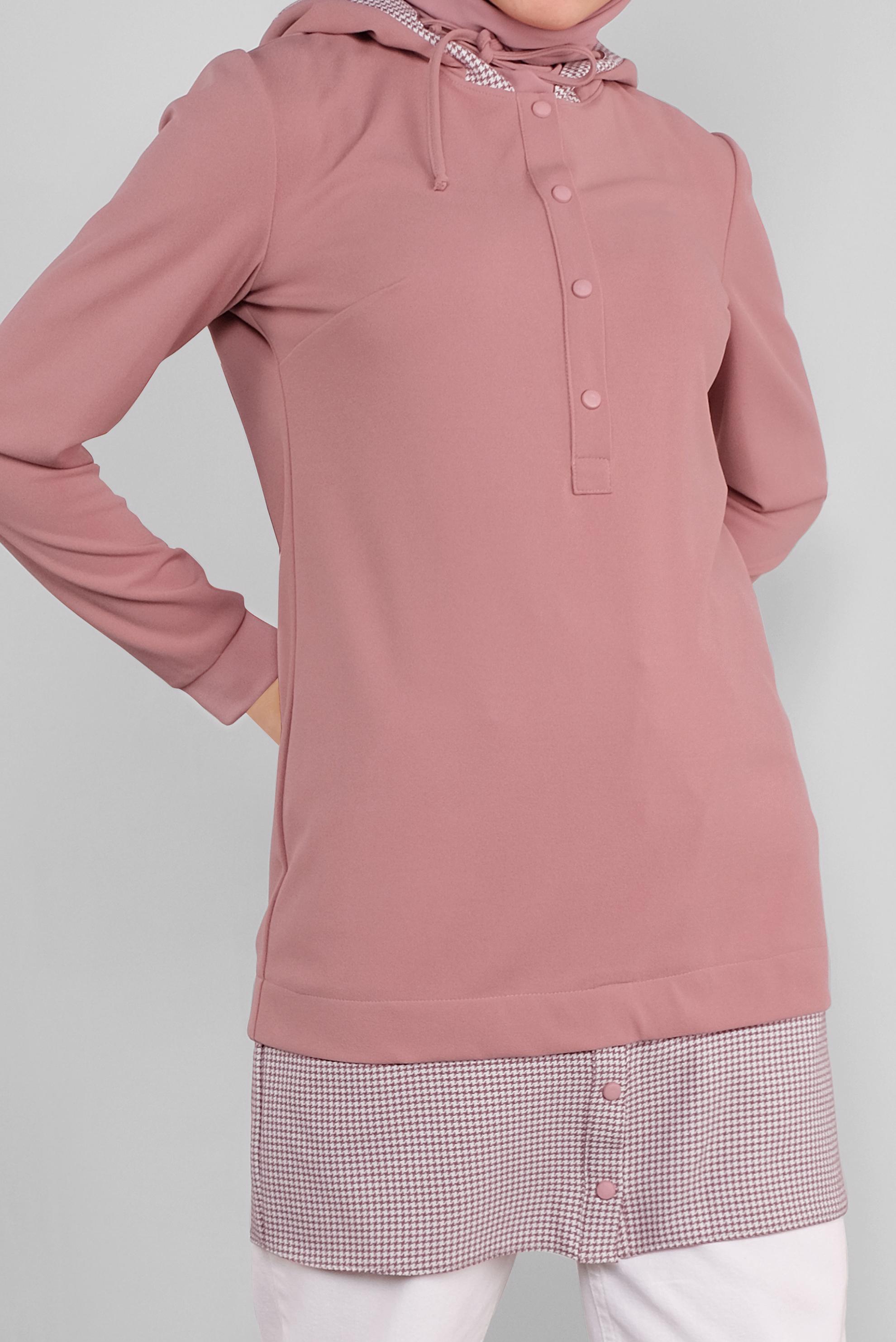 Tesettür giyim PUDRA İKİ PARÇA GÖRÜNÜMLÜ TUNİK 41288