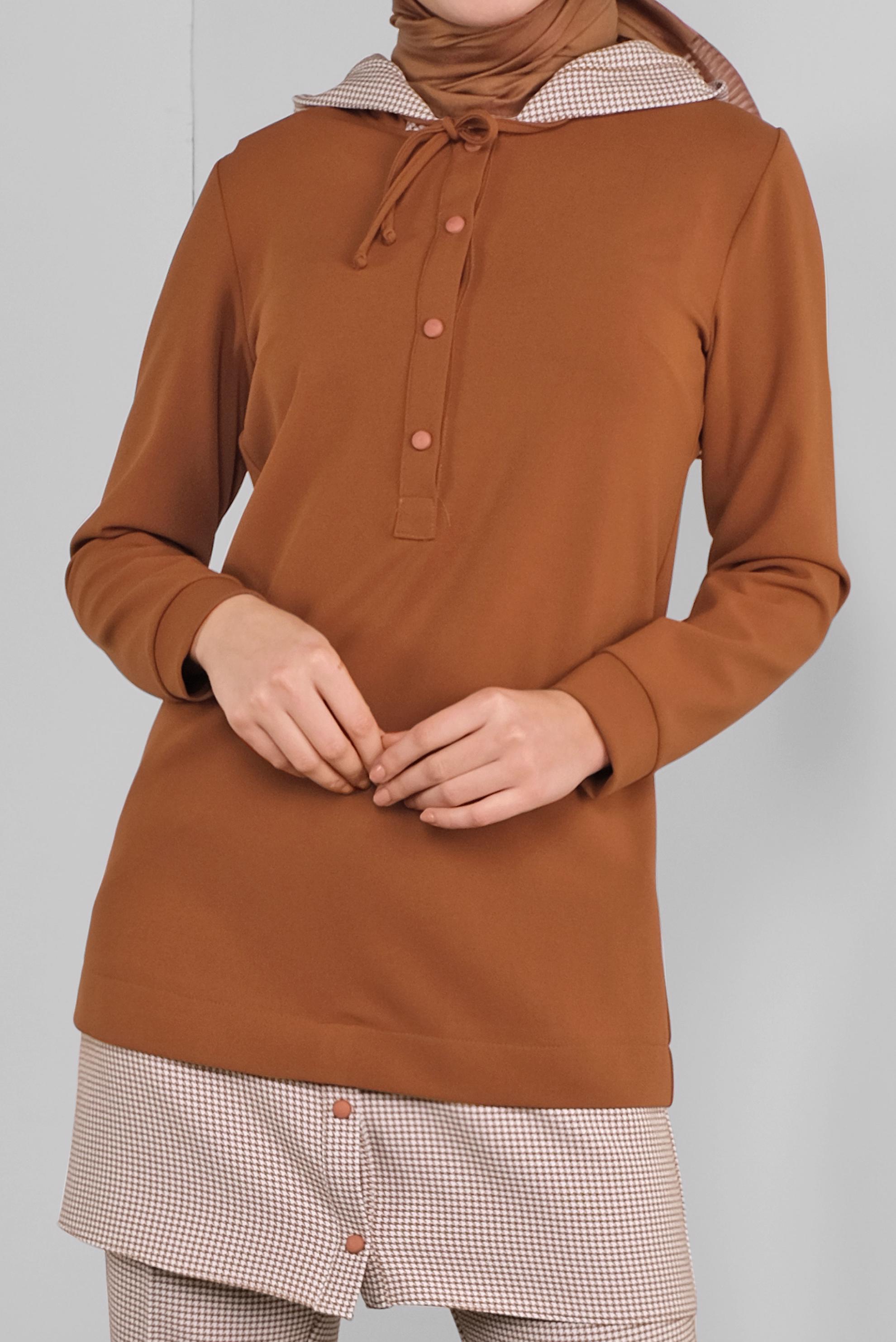 Tesettür giyim KAHVE İKİ PARÇA GÖRÜNÜMLÜ TUNİK 41288