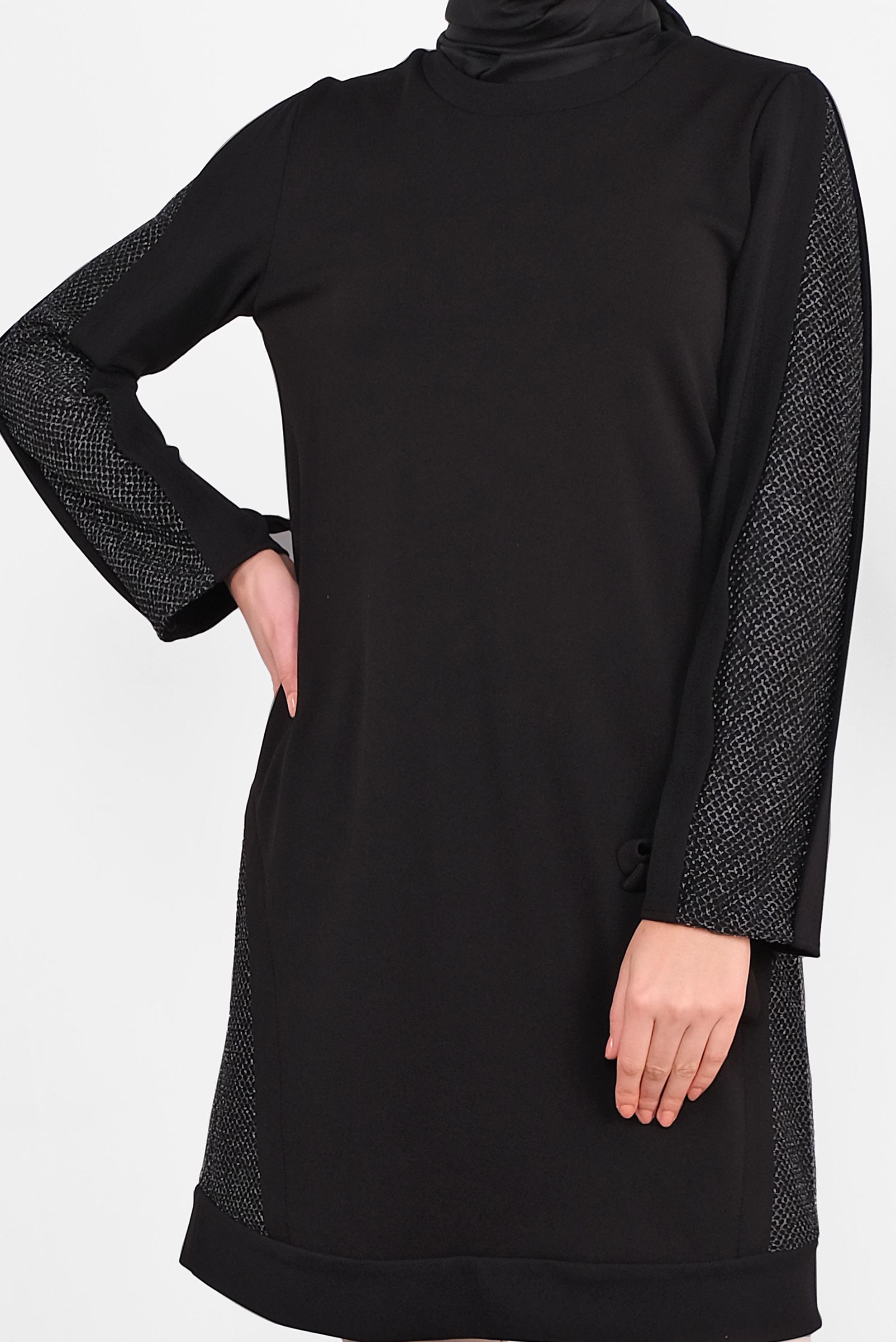 Tesettür giyim SİYAH FİLE DETAYLI TUNİK 41291